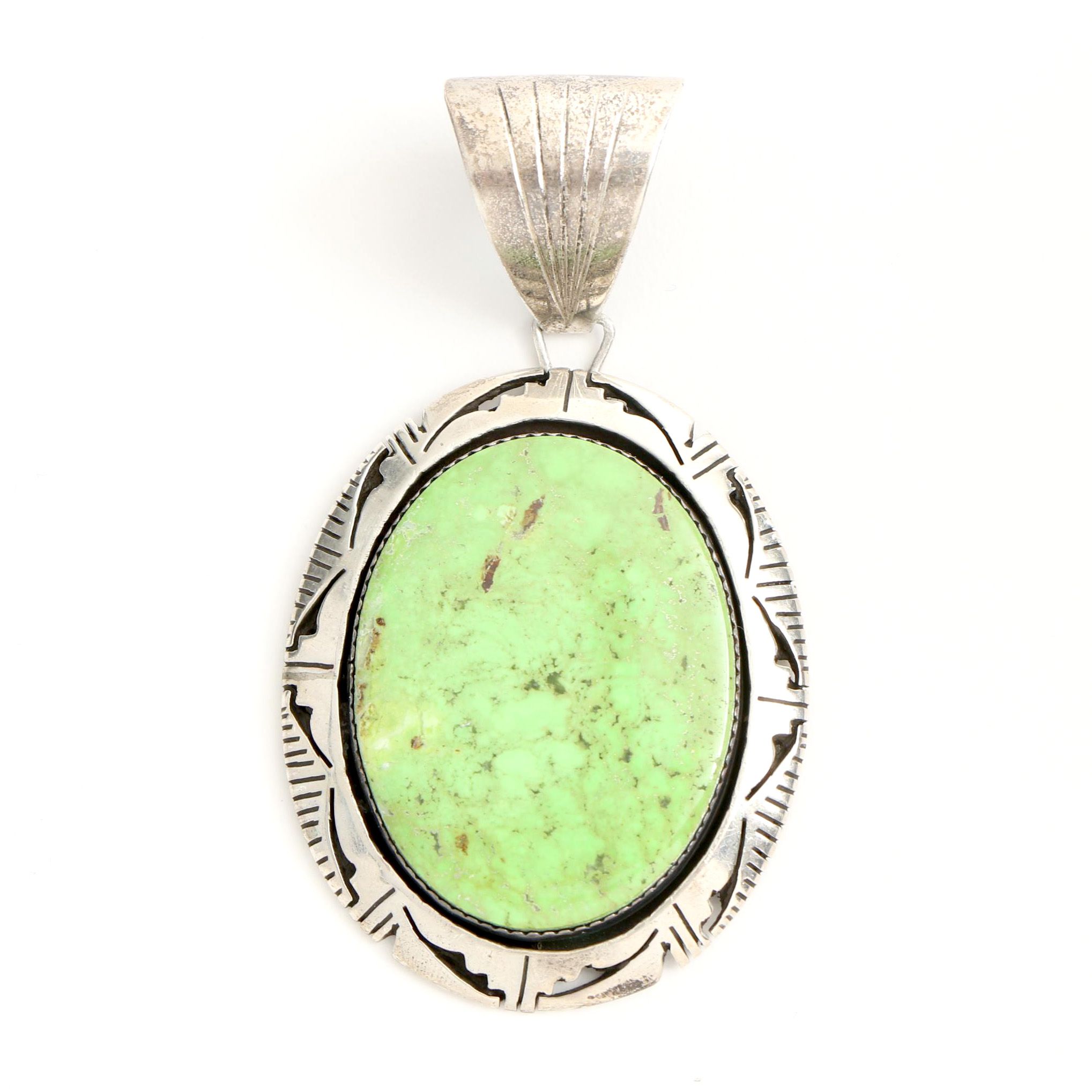 Bruce Wood Navajo Sterling Silver Gaspeite Pendant