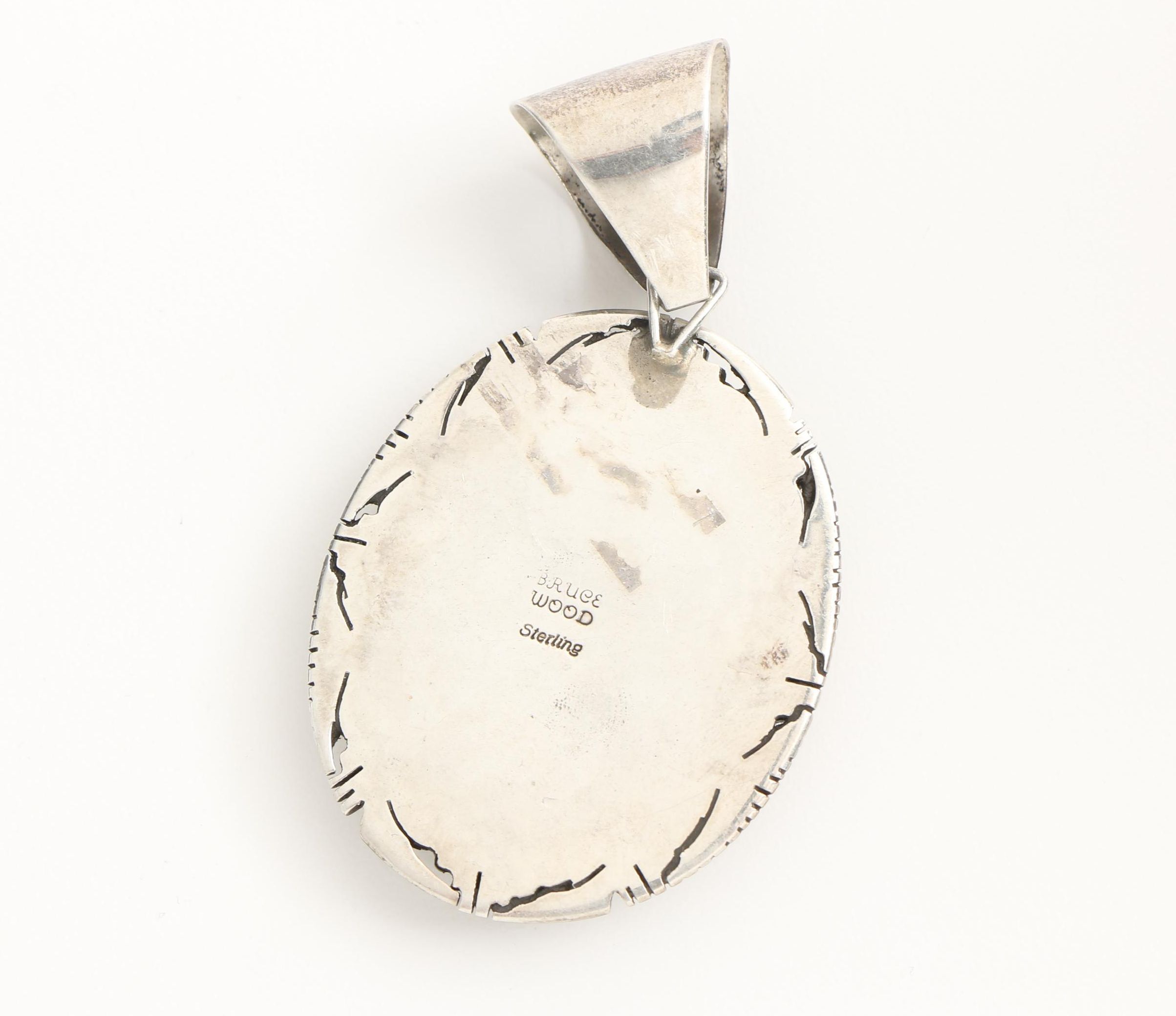Bruce Wood Navajo Sterling Silver Gaspeite Pendant