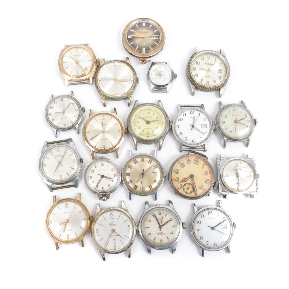 Vintage Watch Faces Featuring Bulova and Gruen