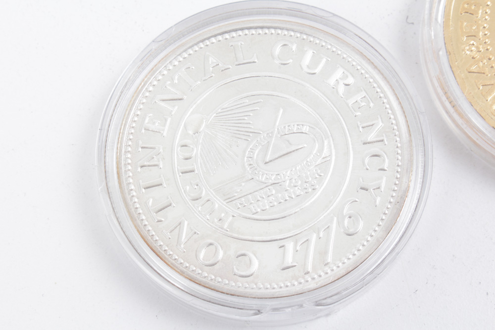 "1776 Continental Currency" and "1787 Brasher Douboon" .999 Silver Medals