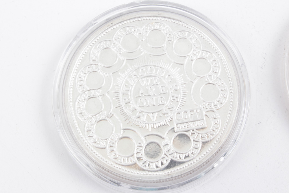 "1776 Continental Currency" and "1787 Brasher Douboon" .999 Silver Medals