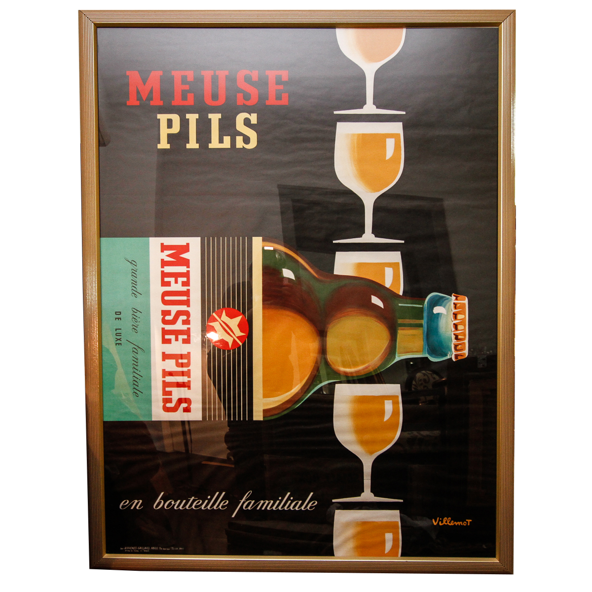 Circa 1960s French Meuse Pils Beer Poster After Bernard Villemot