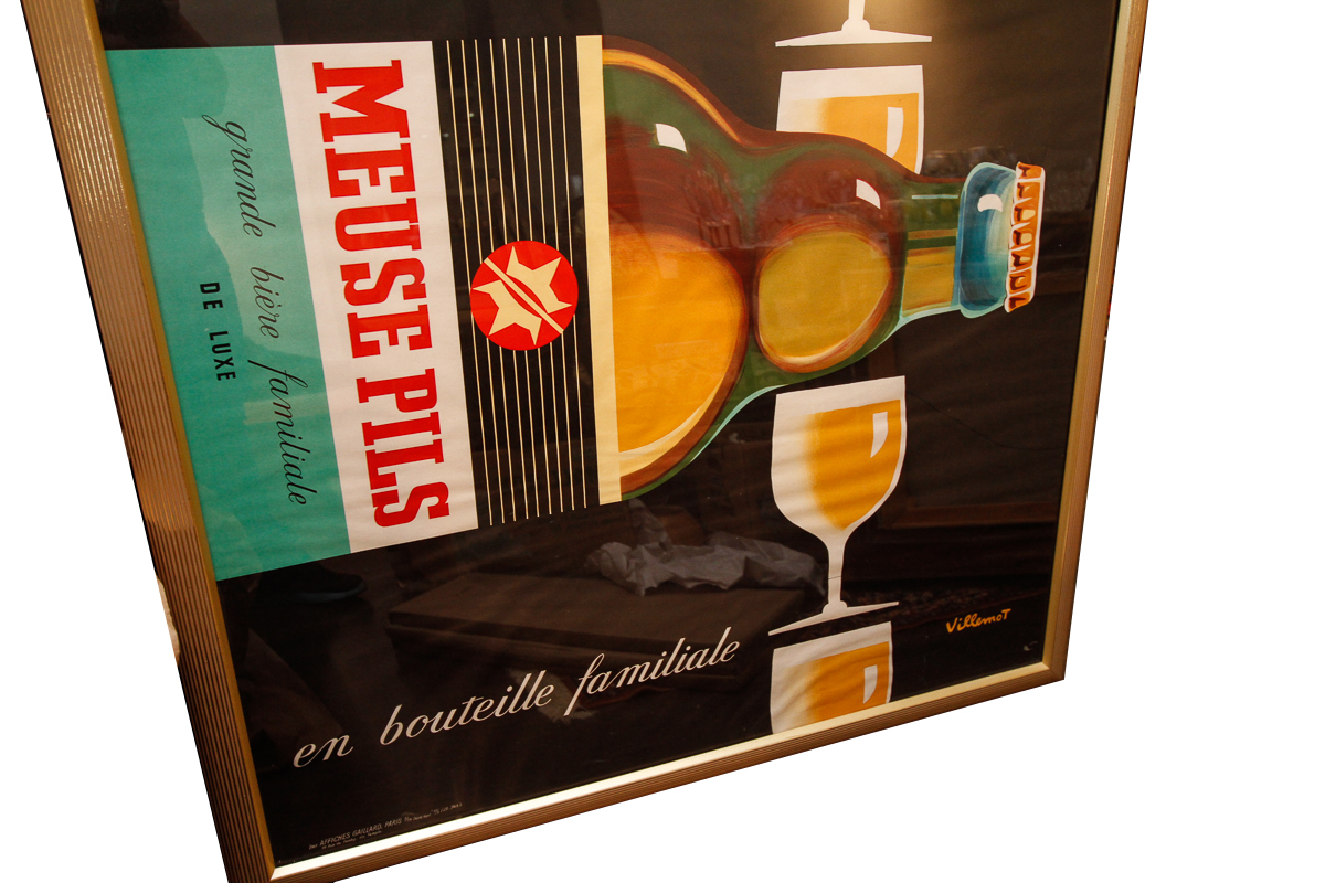 Circa 1960s French Meuse Pils Beer Poster After Bernard Villemot