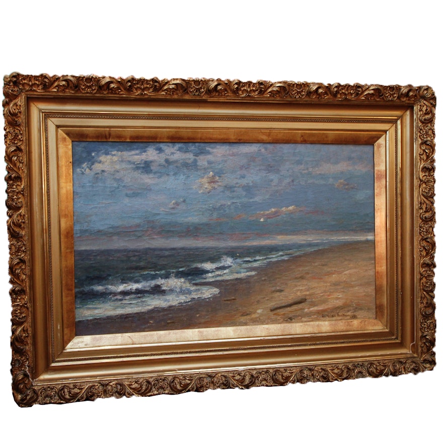 Cornelius Hankins 1888 Coastal Landscape Oil on Canvas