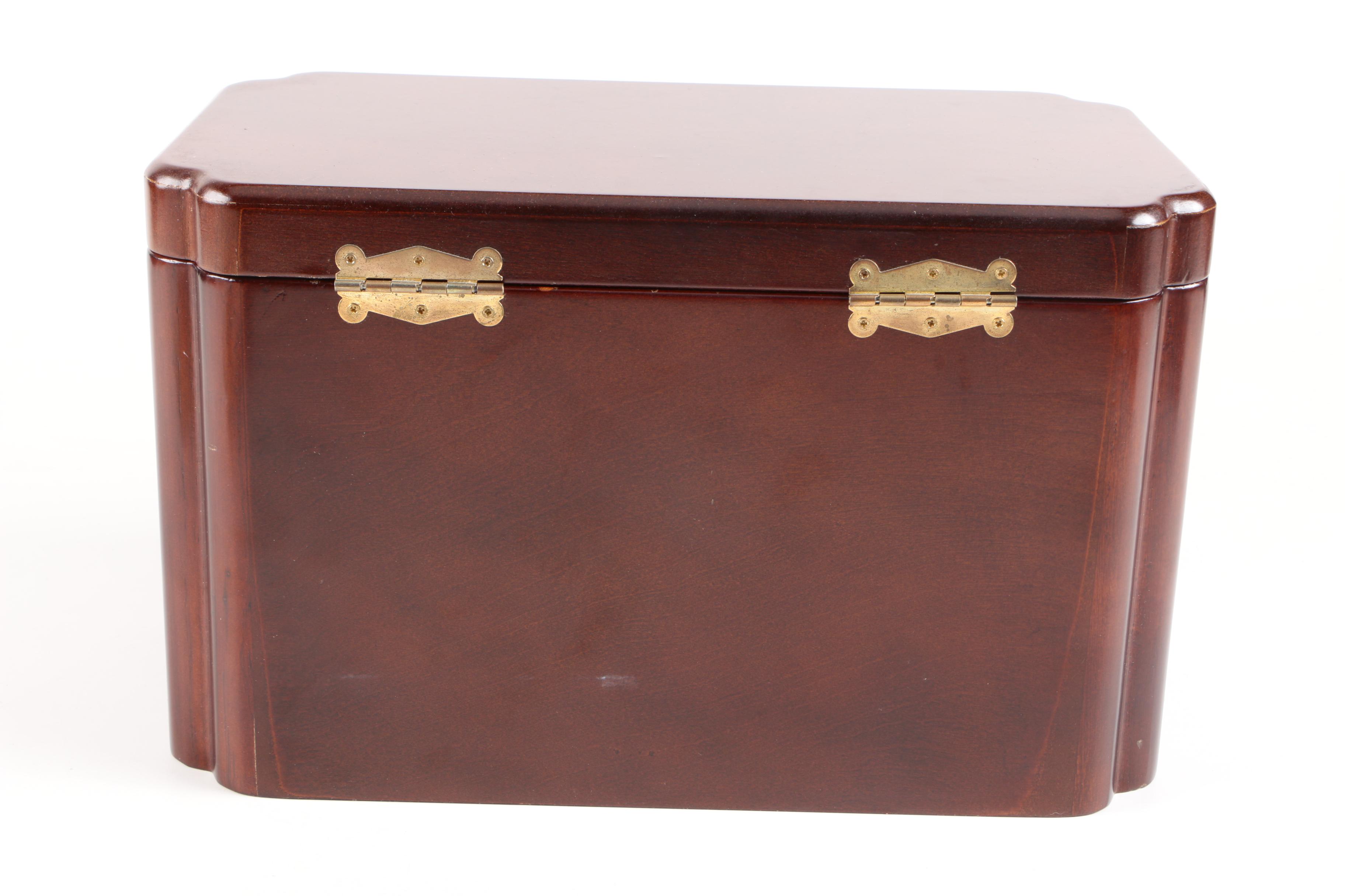 Wooden Jewelry Box and a Collection of Women's Gloves