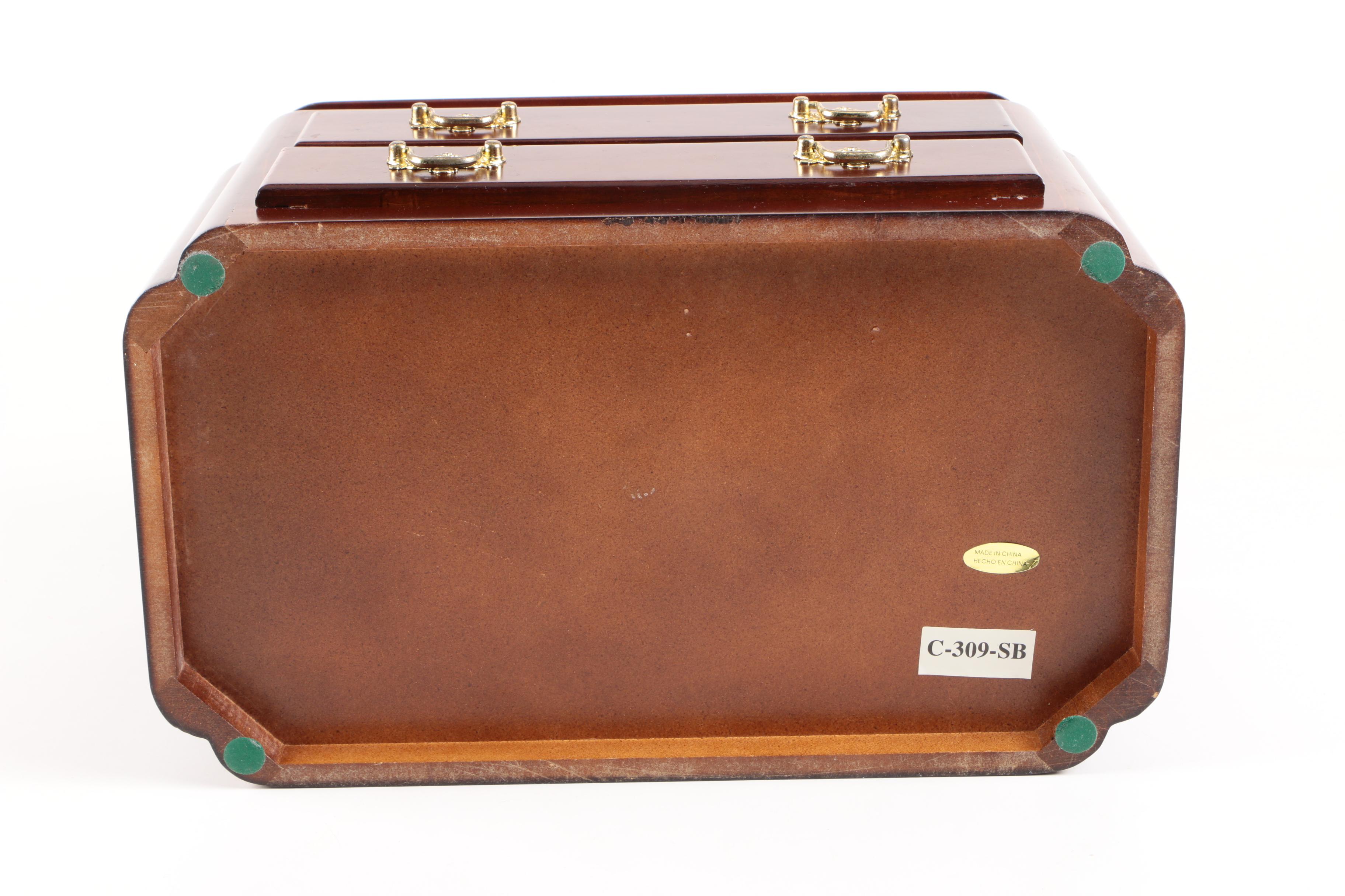 Wooden Jewelry Box and a Collection of Women's Gloves