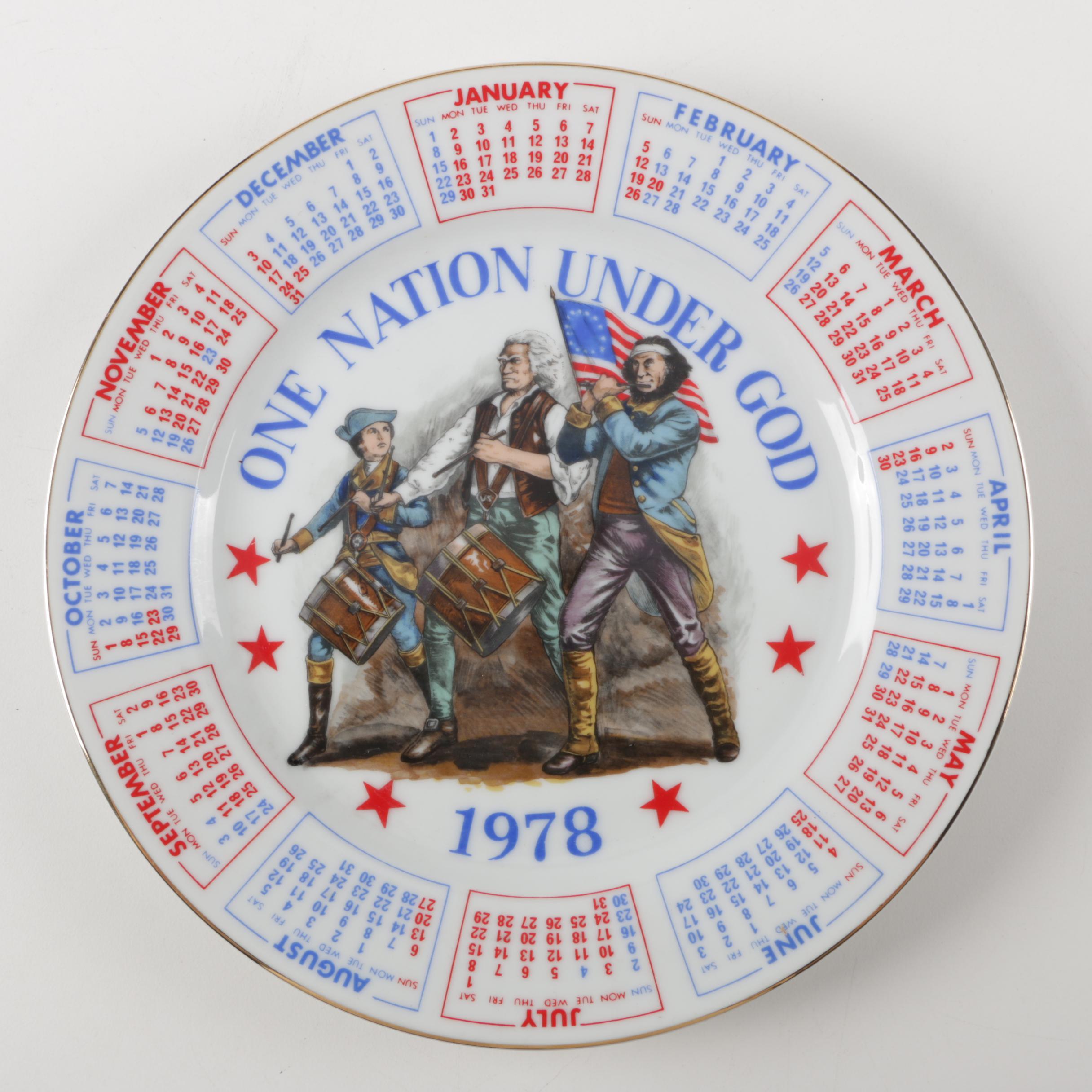 Five Spencer Gifts Patriotic Vintage Calendar Plates