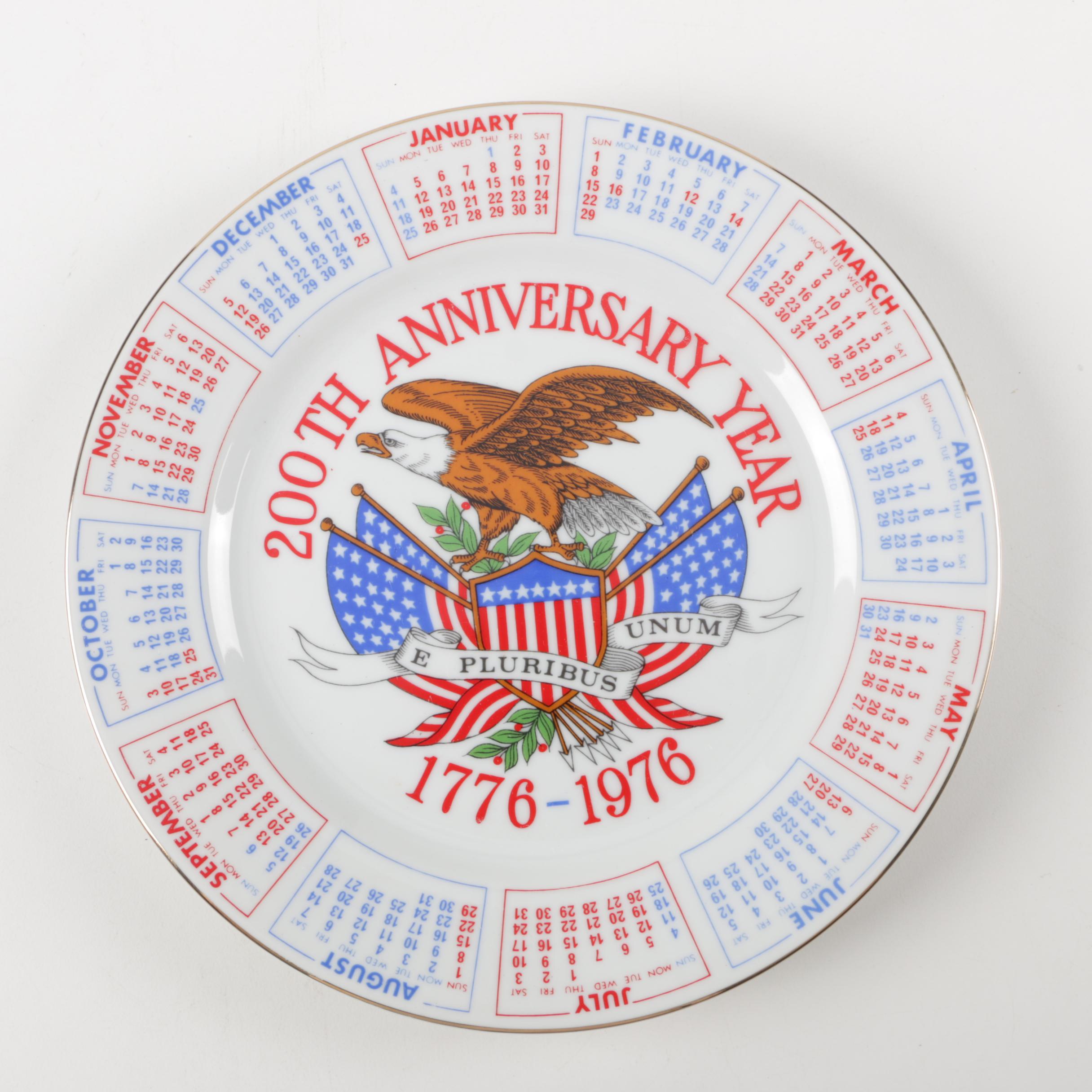 Five Spencer Gifts Patriotic Vintage Calendar Plates