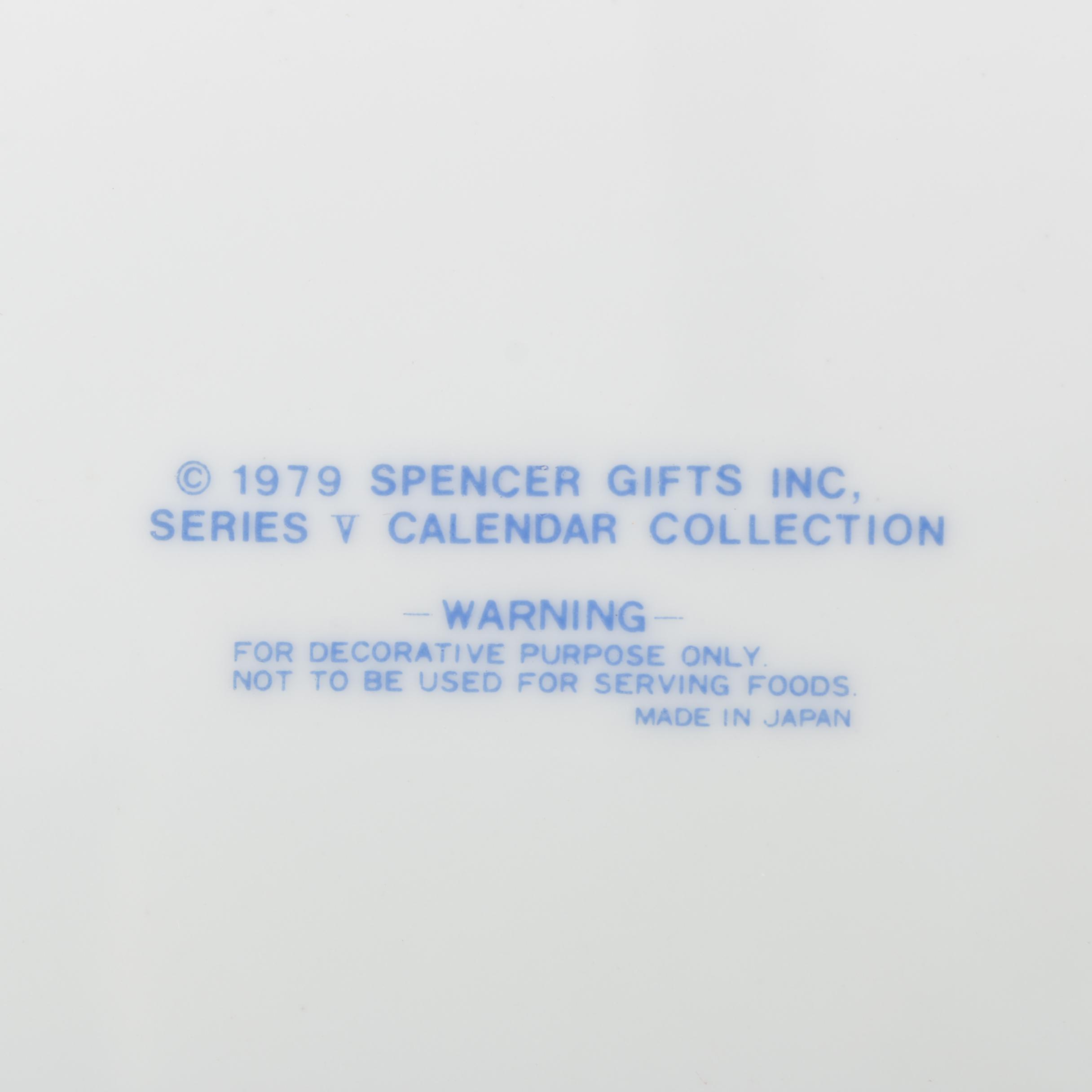 Five Spencer Gifts Patriotic Vintage Calendar Plates