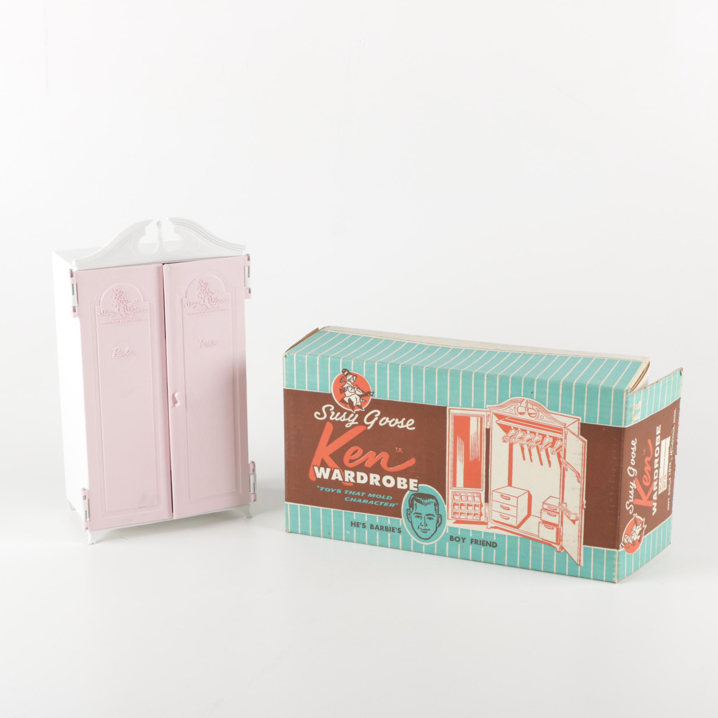 Matching Barbie and Ken Doll Wardrobes by Susy Goose, with Ken Wardrobe Box
