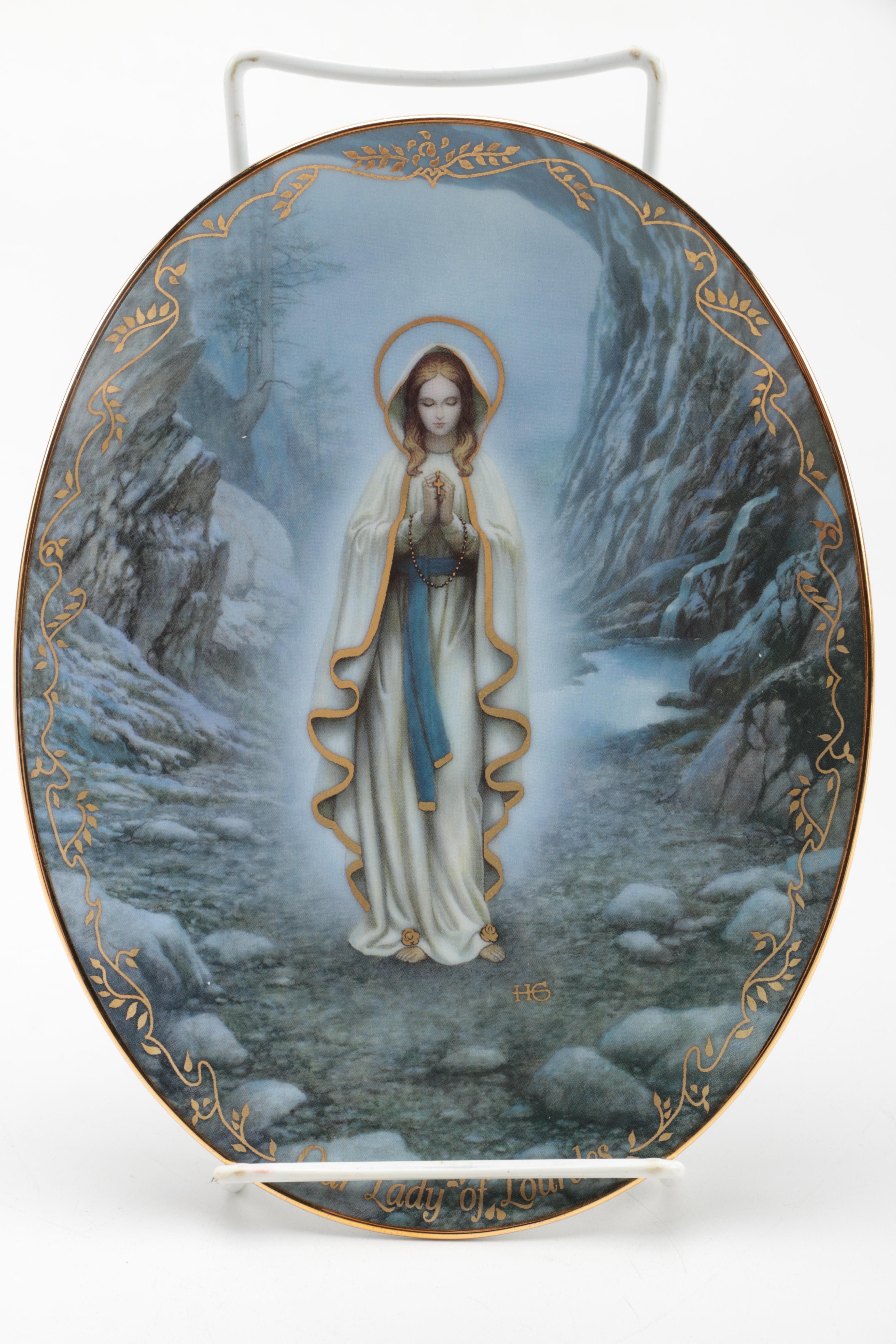 Collection of Christian Decorative Plates and Music Box