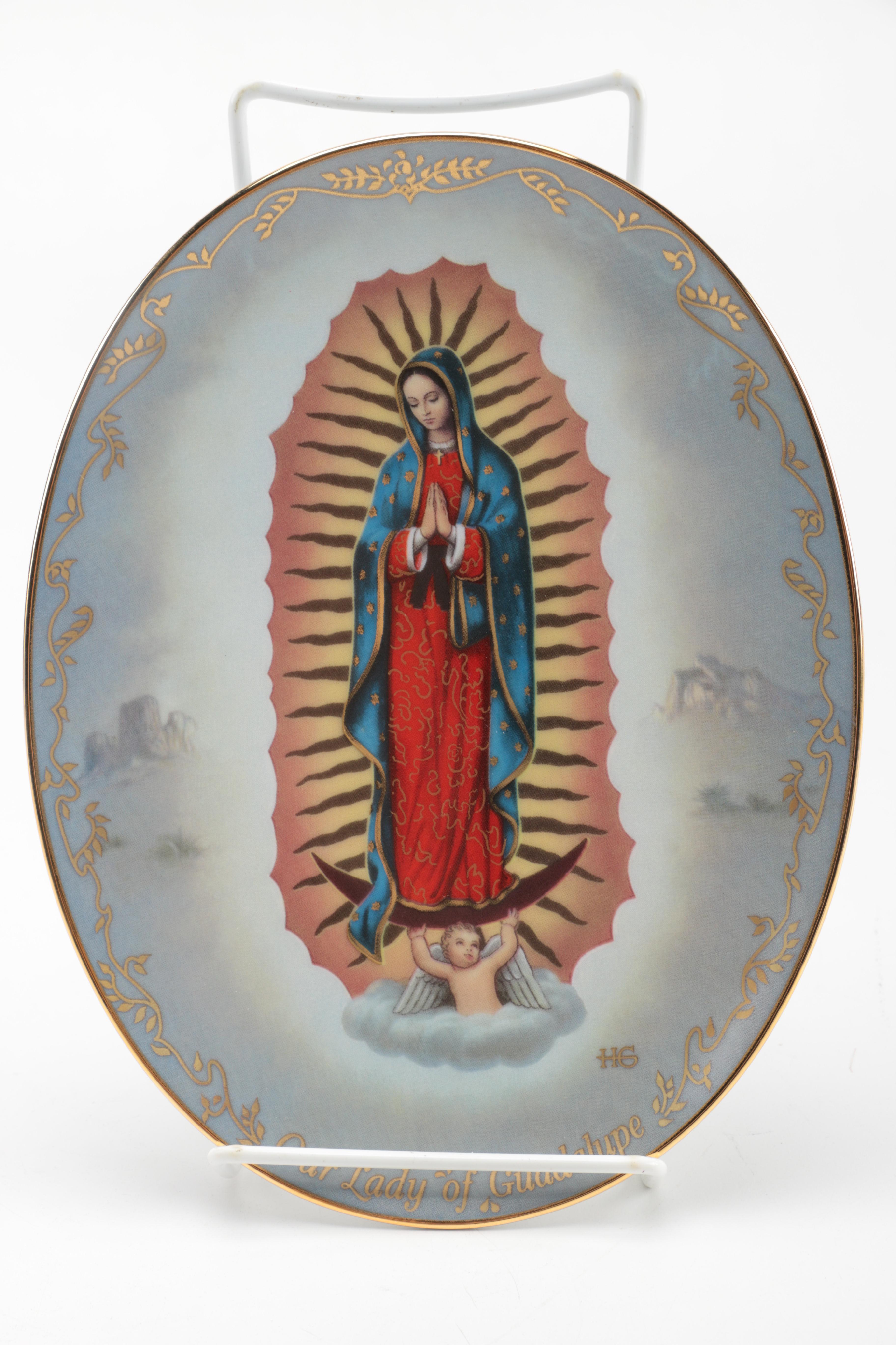 Collection of Christian Decorative Plates and Music Box