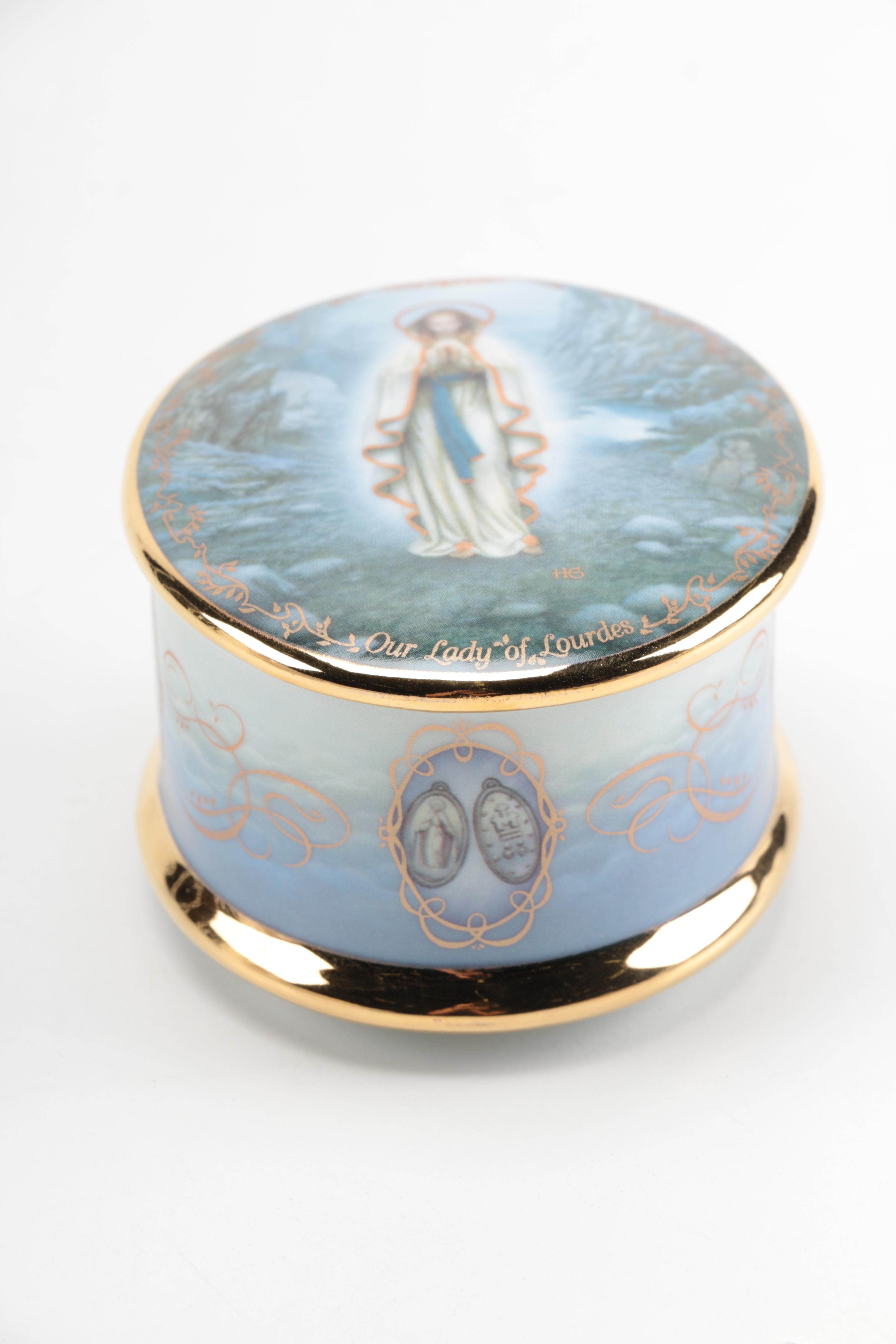 Collection of Christian Decorative Plates and Music Box
