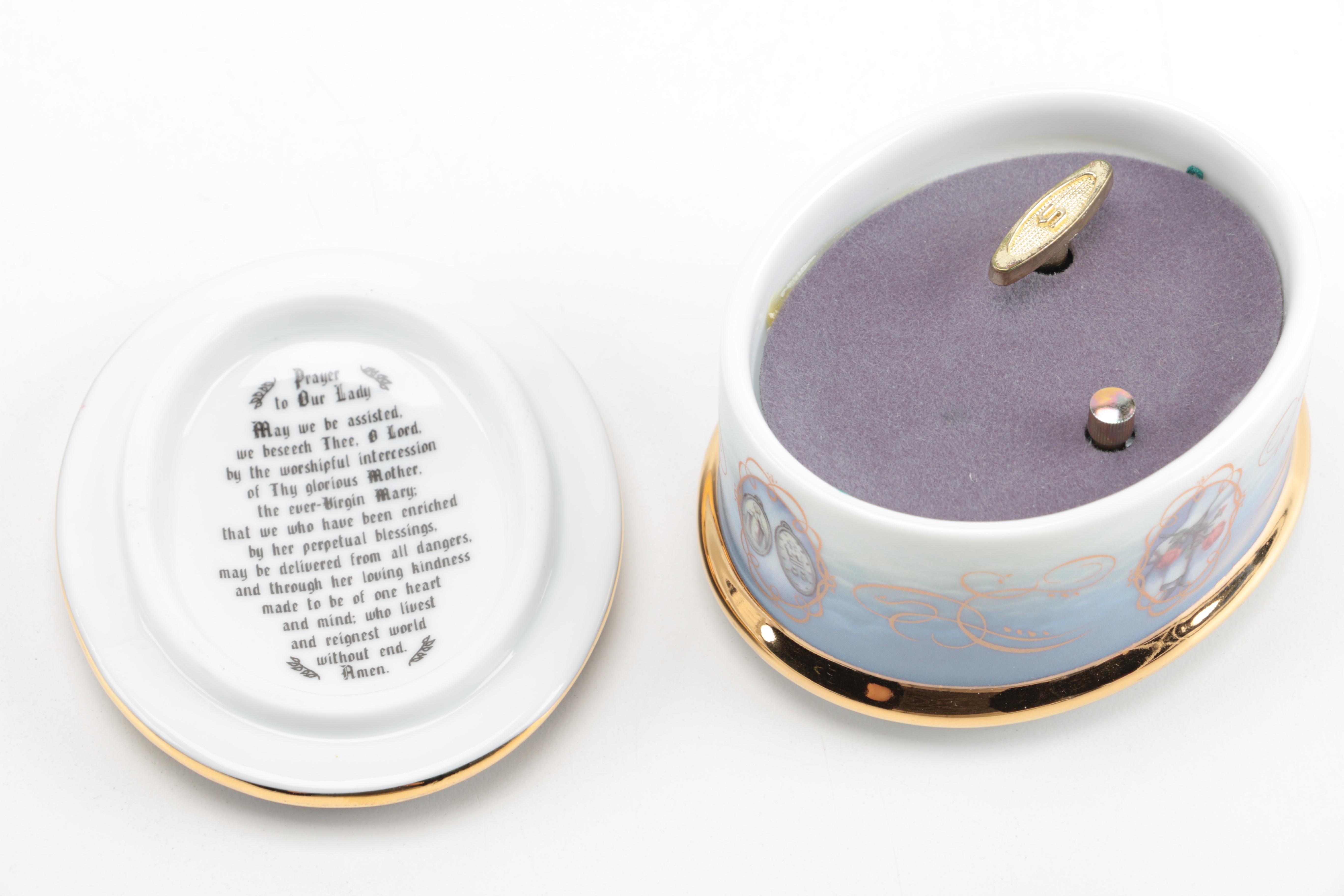 Collection of Christian Decorative Plates and Music Box