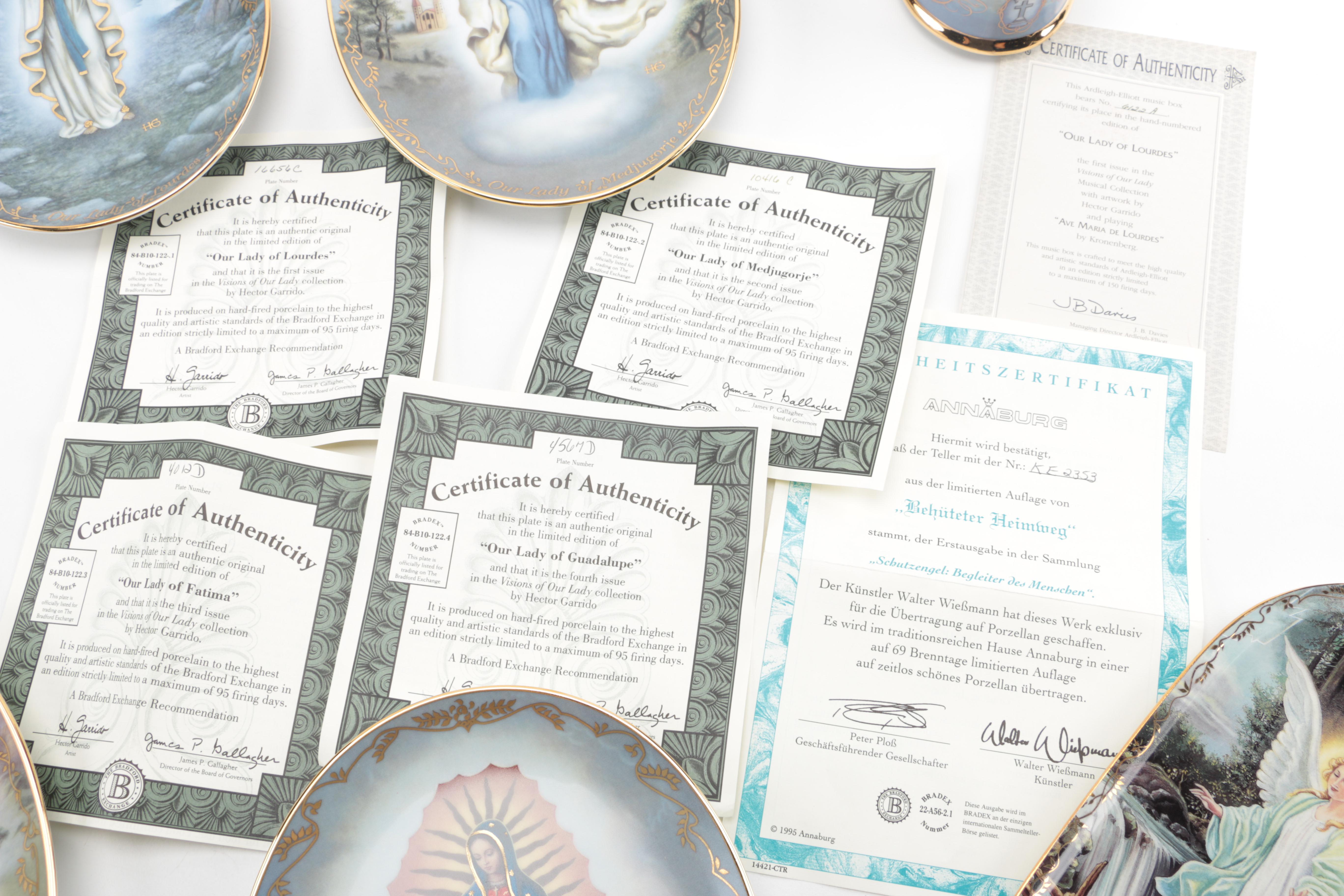 Collection of Christian Decorative Plates and Music Box