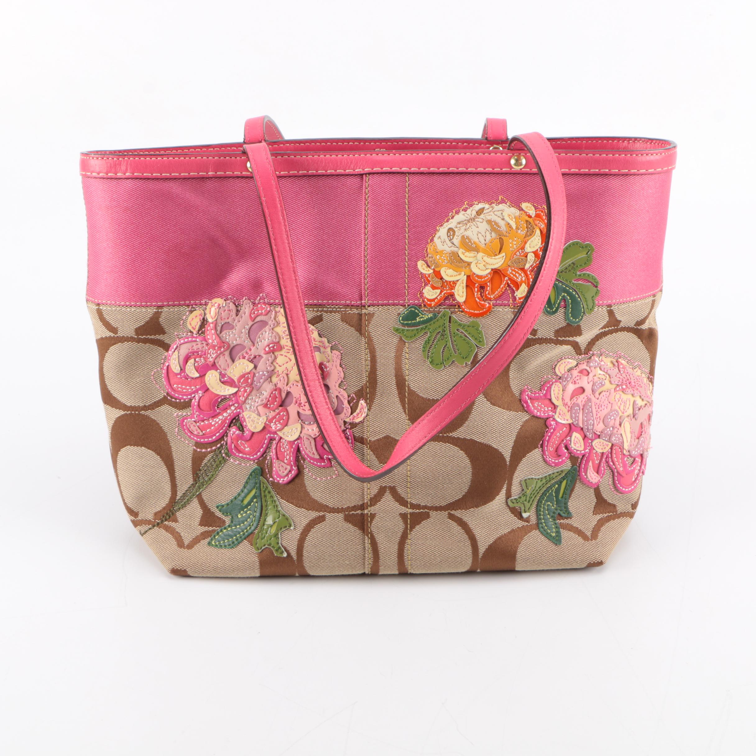 Coach Signature Floral Applique Tote