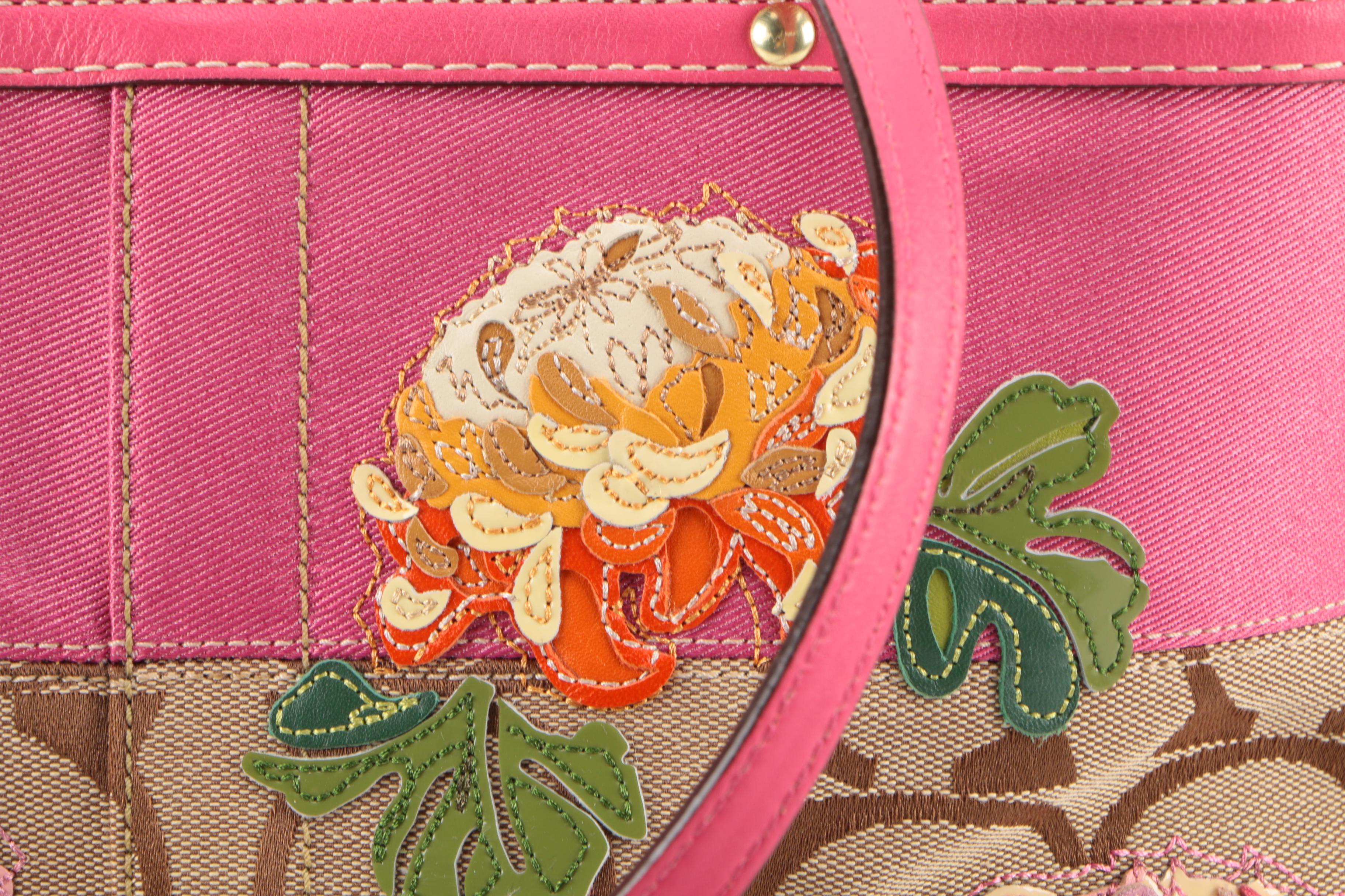 Coach Signature Floral Applique Tote