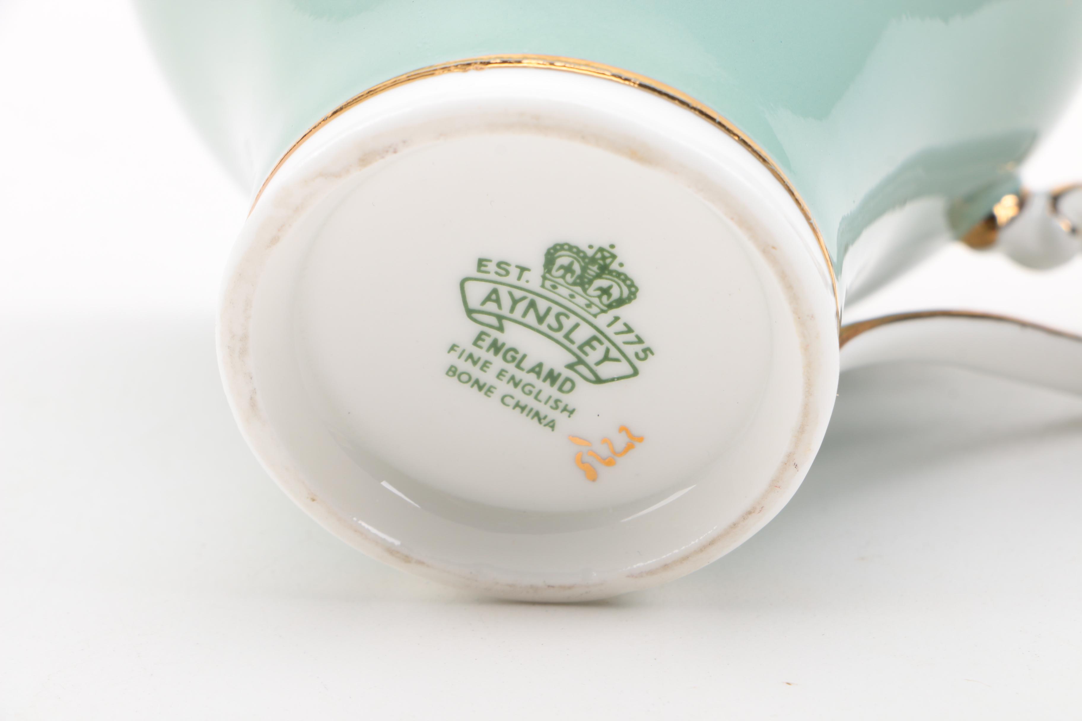 Porcelain Teacups with Saucers Featuring Aynsley