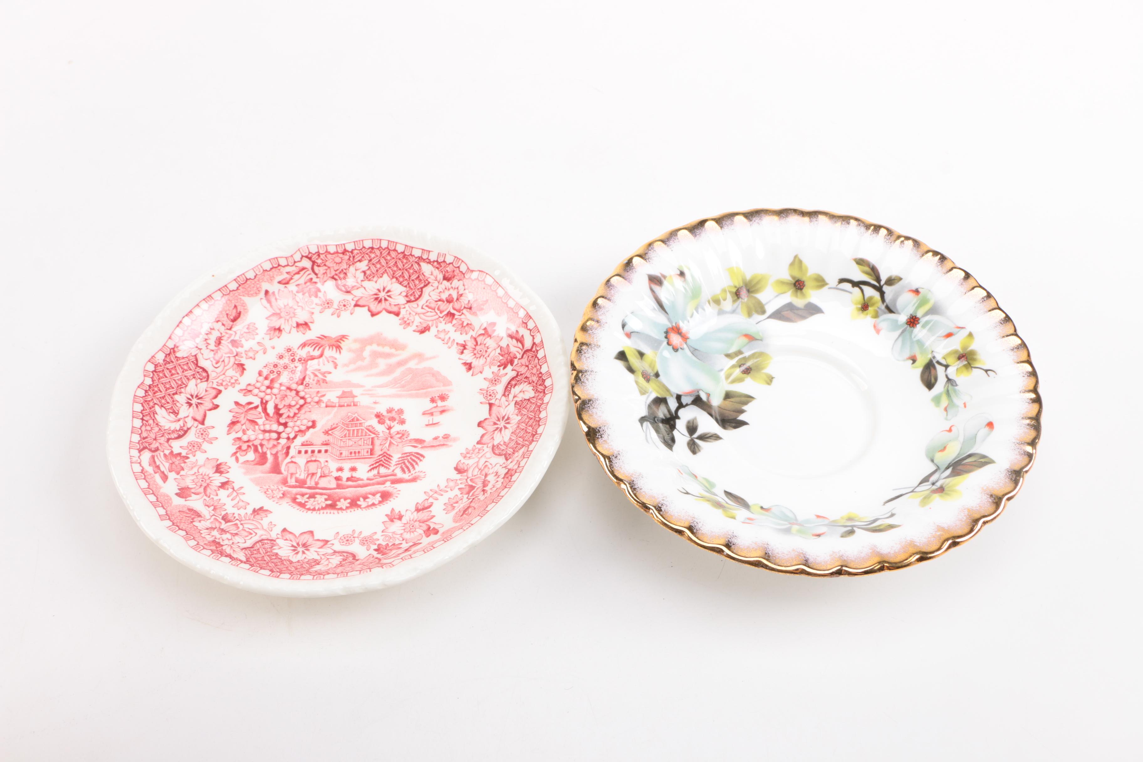 Porcelain Teacups with Saucers Featuring Aynsley