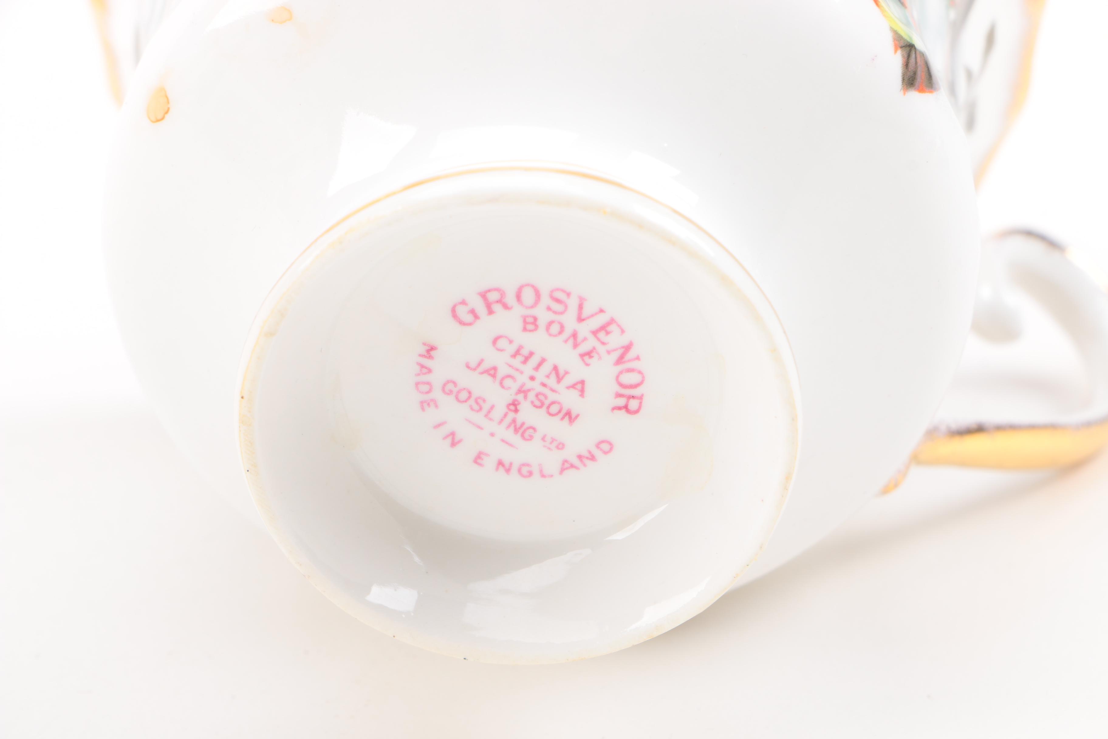 Porcelain Teacups with Saucers Featuring Aynsley