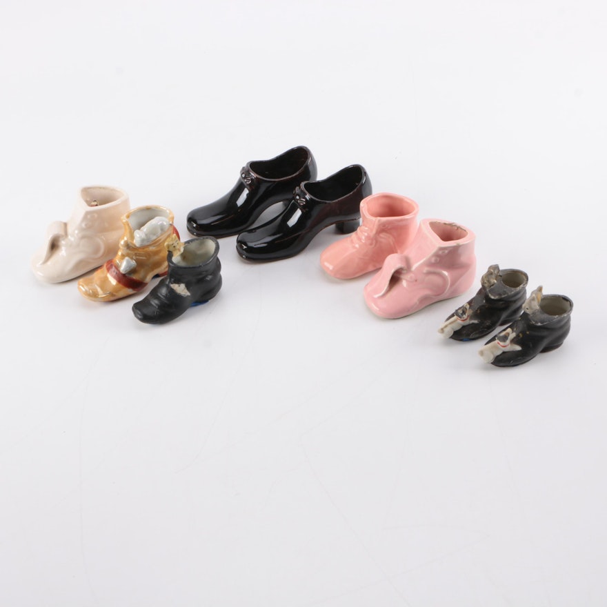 Collection Of Ceramic Shoe Figurines