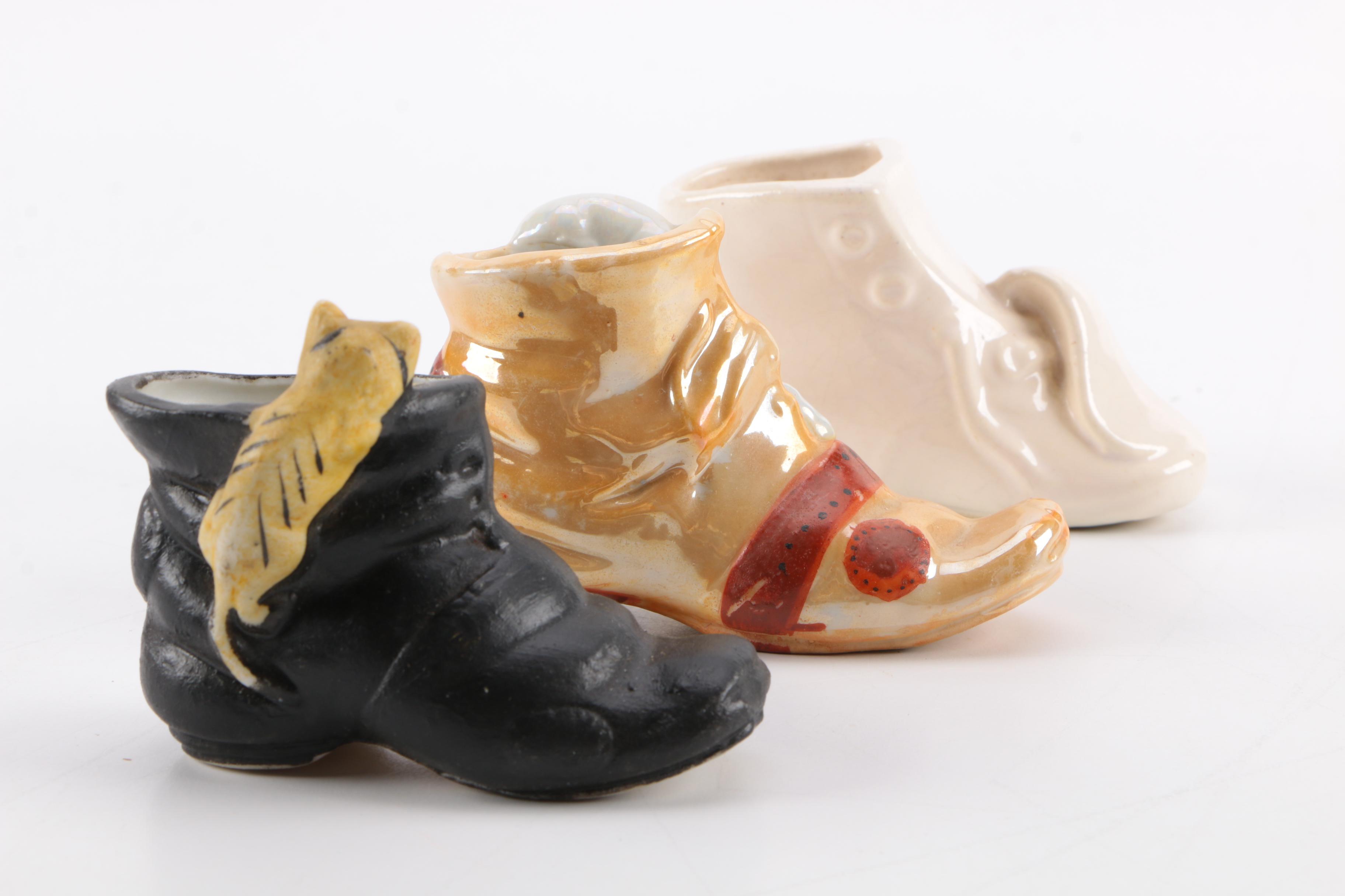 Collection Of Ceramic Shoe Figurines