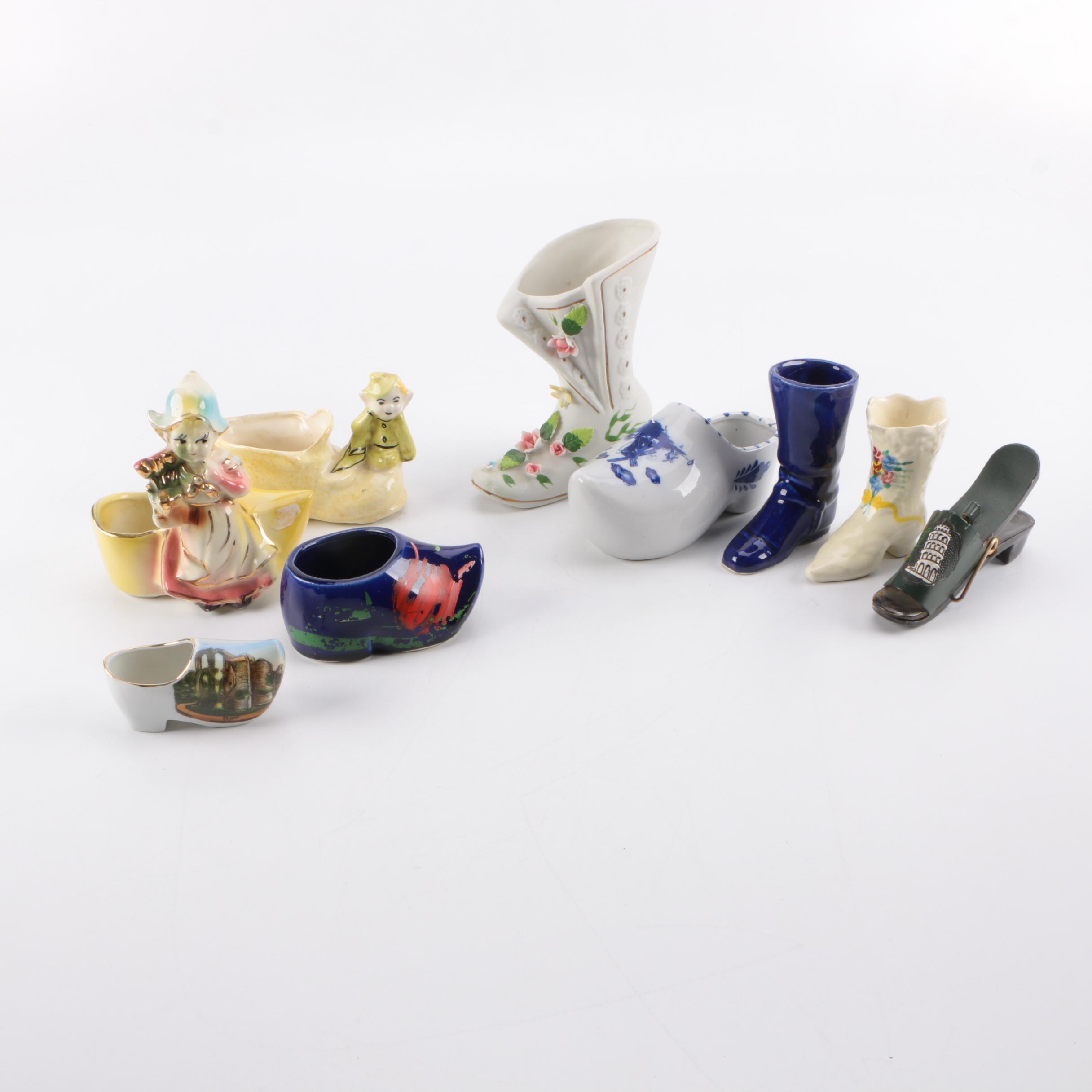 Collection of Porcelain and Pottery Shoes