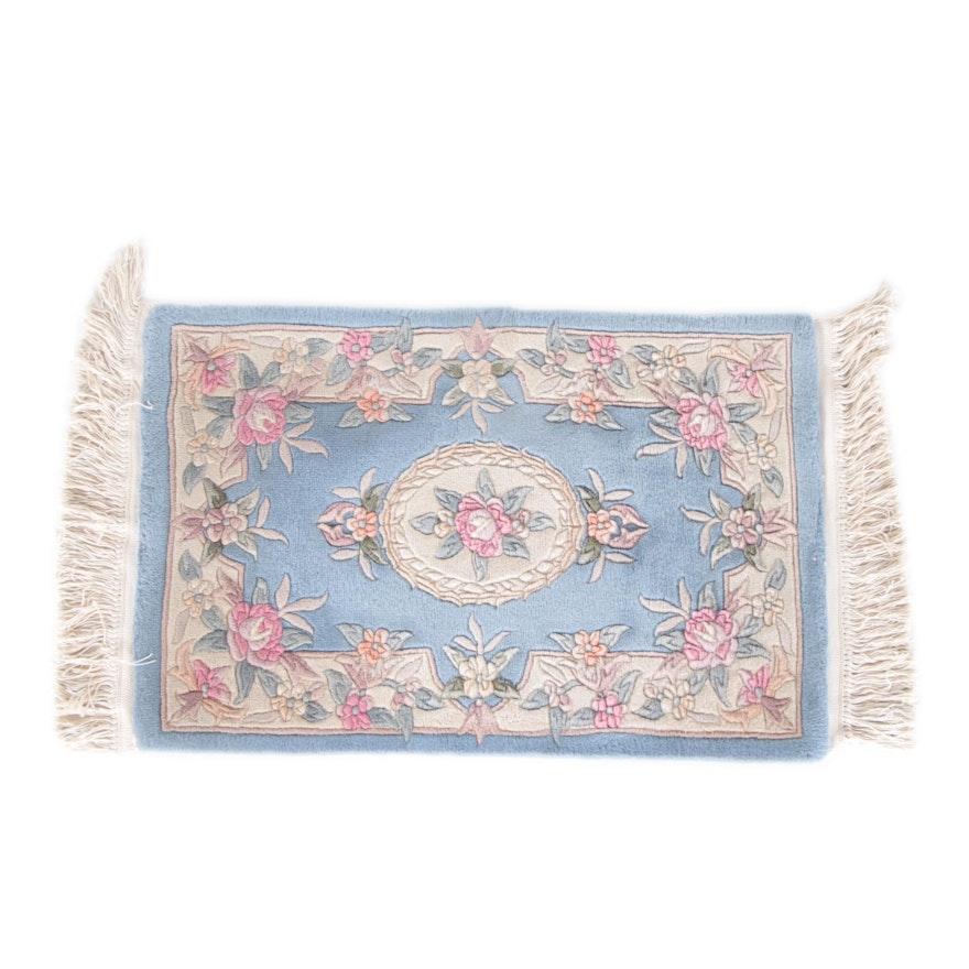 Hand-Knotted and Carved Chinese Accent Rug