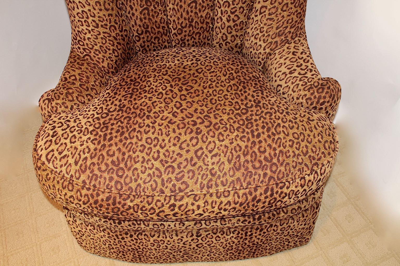 Hickory White Leopard Print Swivel Chair + Ottoman
