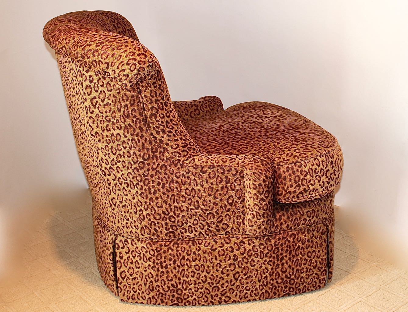 Hickory White Leopard Print Swivel Chair + Ottoman