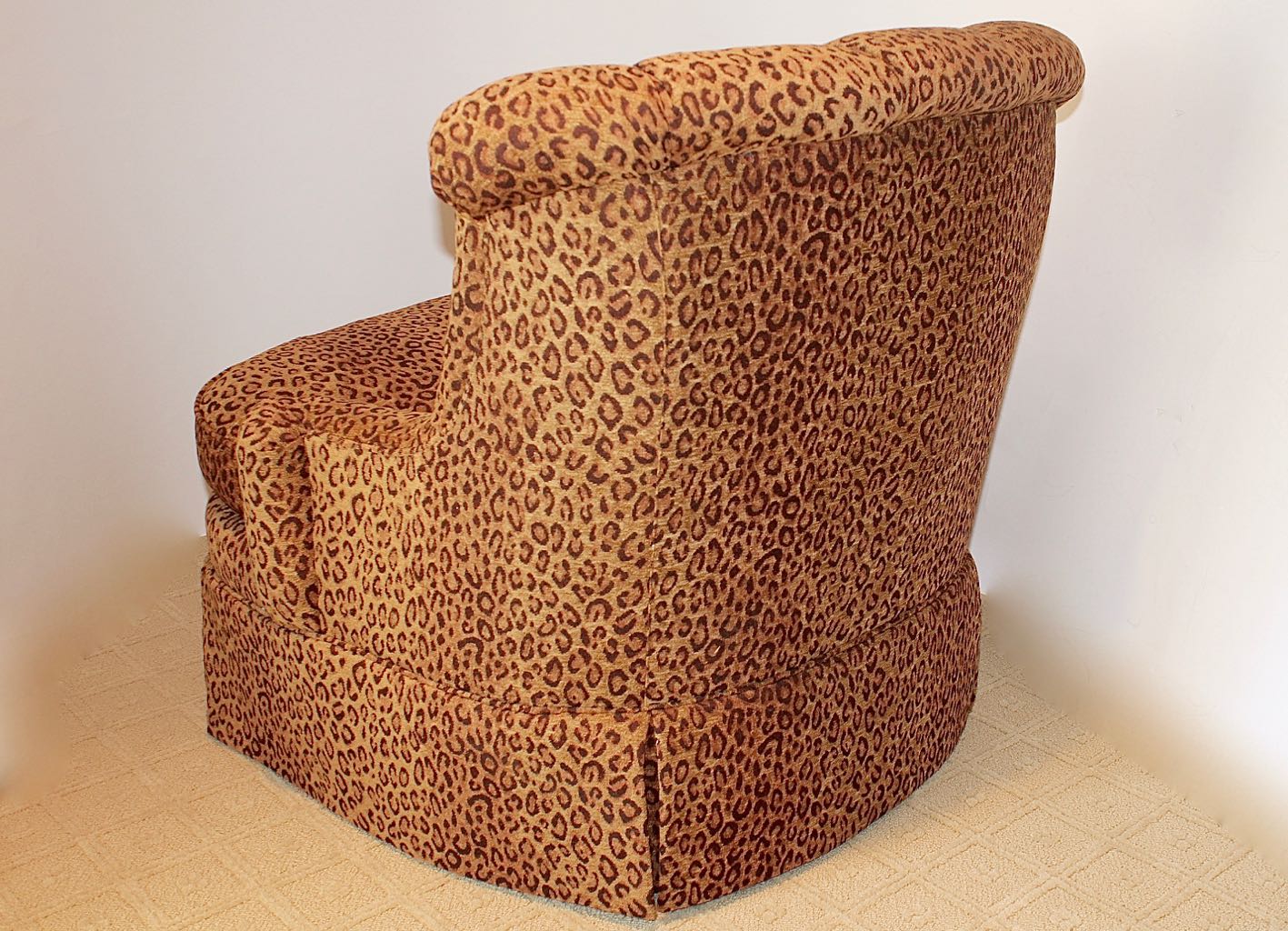 Hickory White Leopard Print Swivel Chair + Ottoman