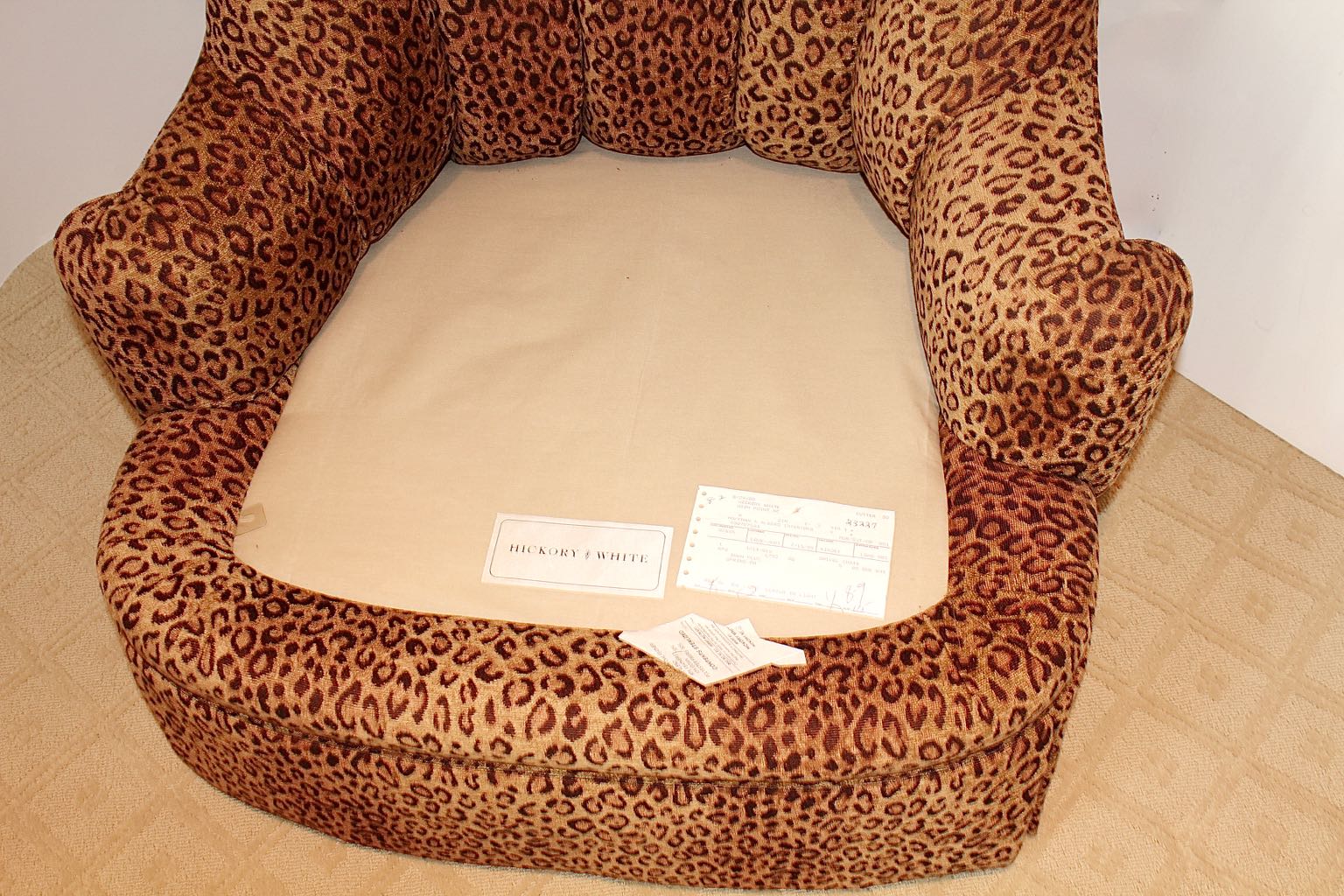 Hickory White Leopard Print Swivel Chair + Ottoman