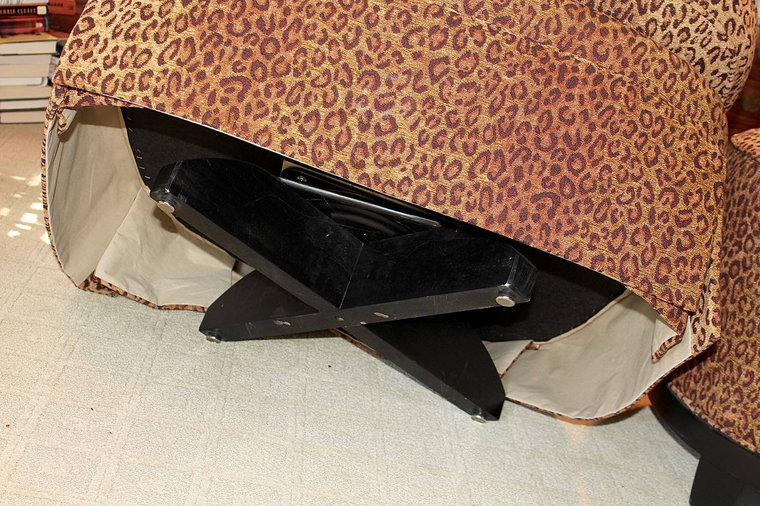 Hickory White Leopard Print Swivel Chair + Ottoman