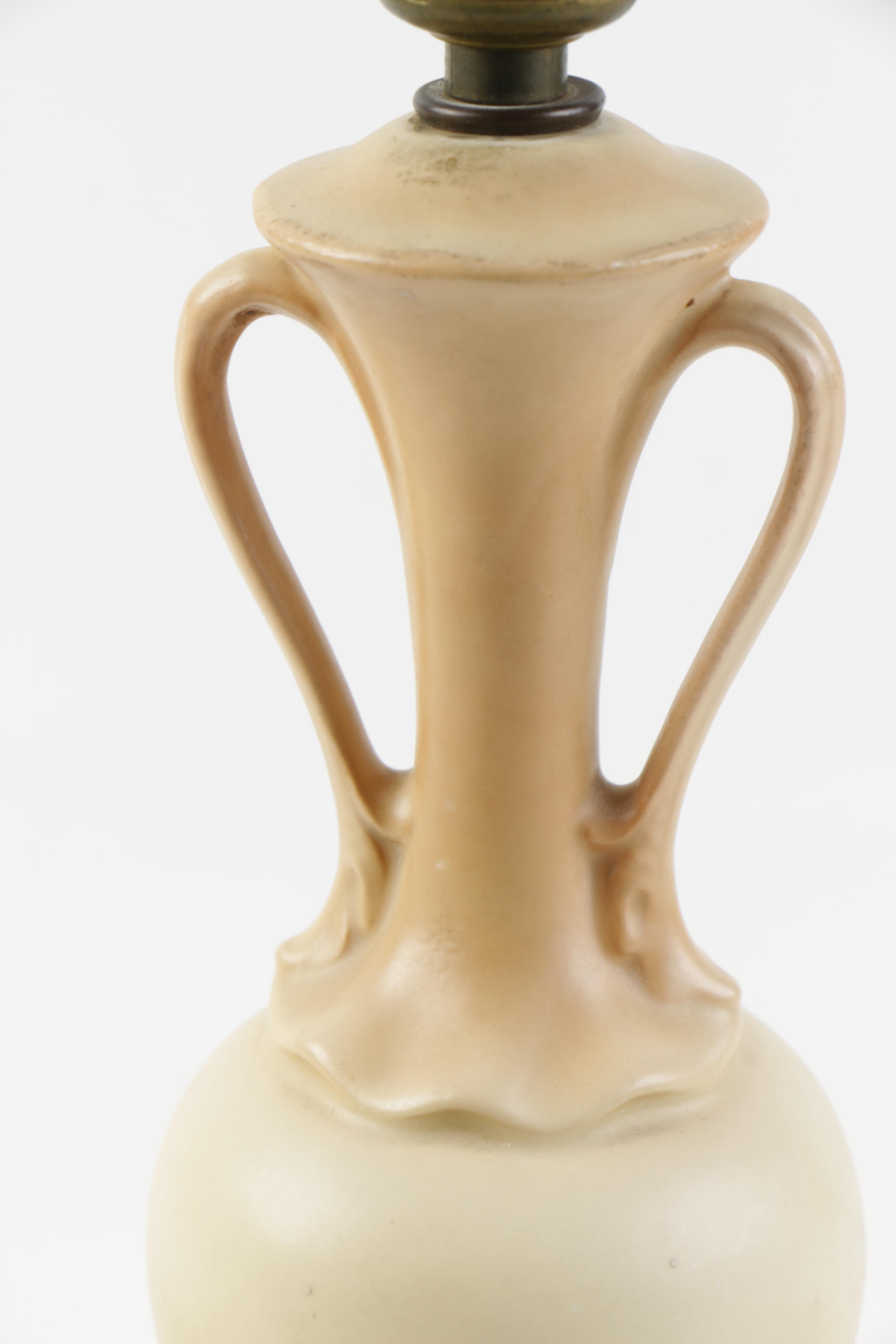 Vintage Ceramic and Metal Floral Table Lamp