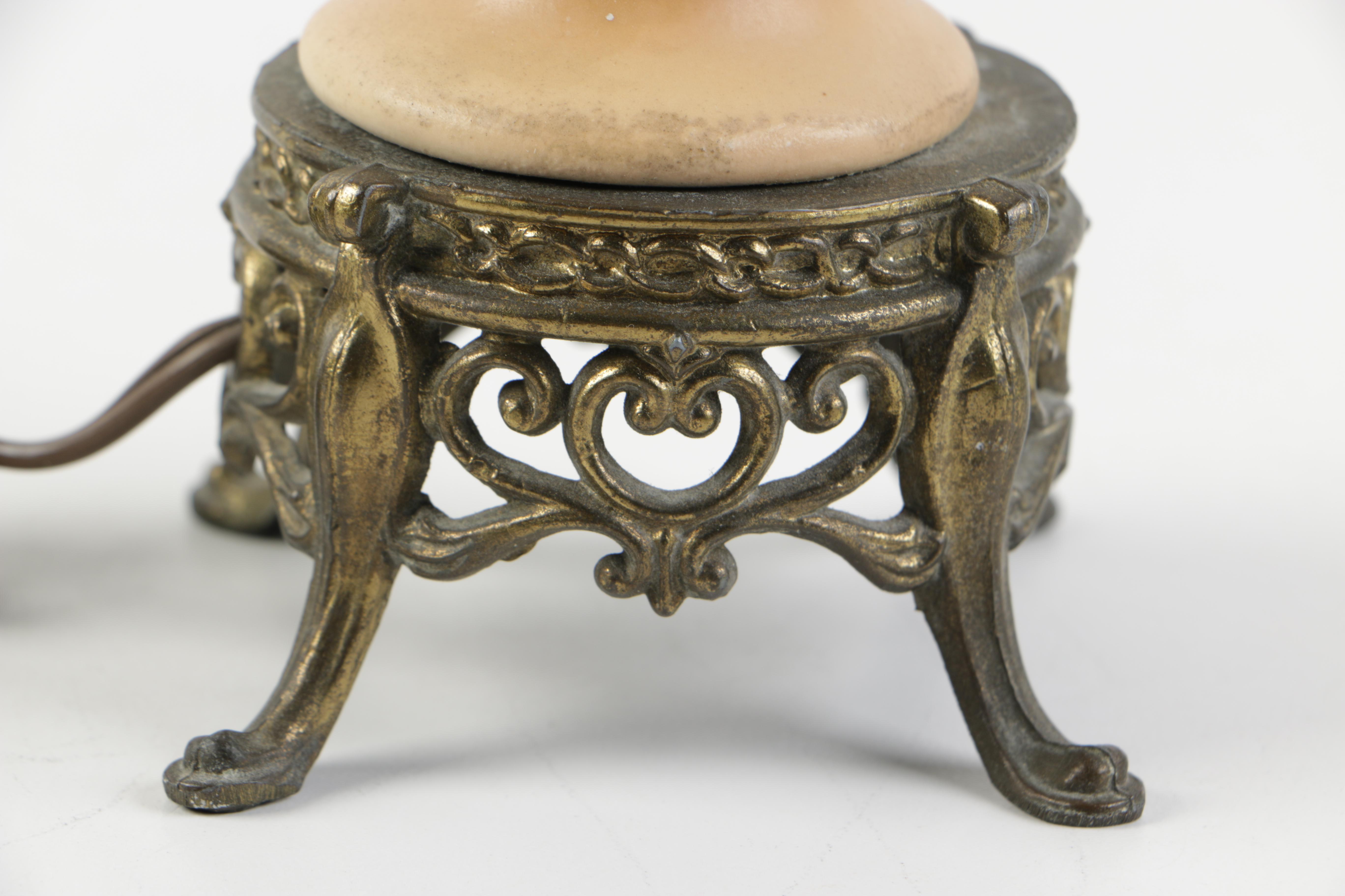 Vintage Ceramic and Metal Floral Table Lamp