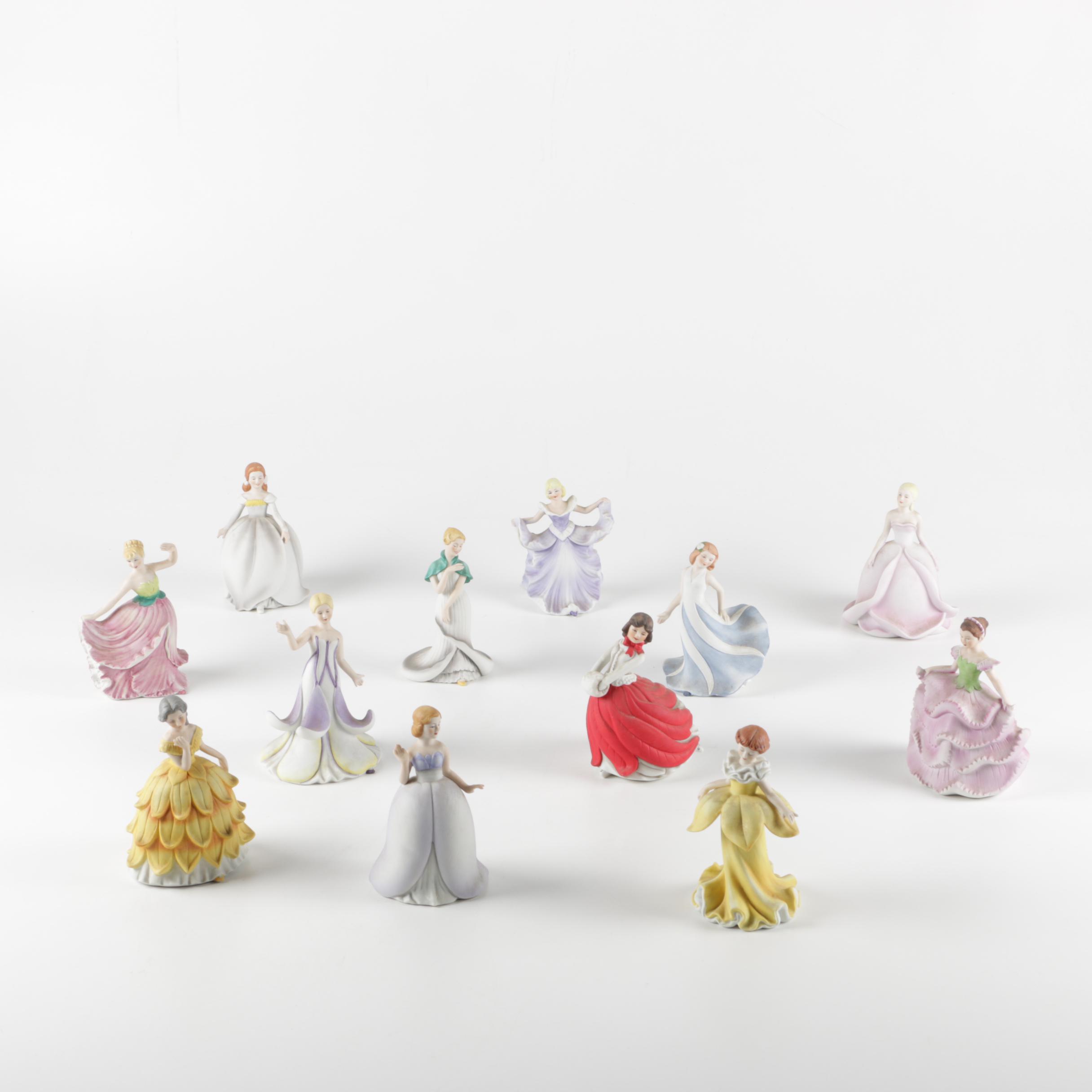 "The Flower Maidens of the Year" Porcelain Figurines