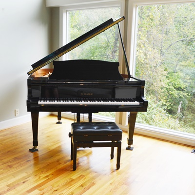 K. Kawai Ebony Grand Piano and Bench