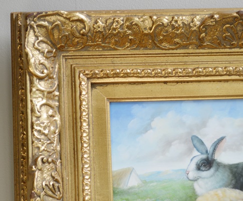 Original Oil Painting on Canvas of Two Bunnies