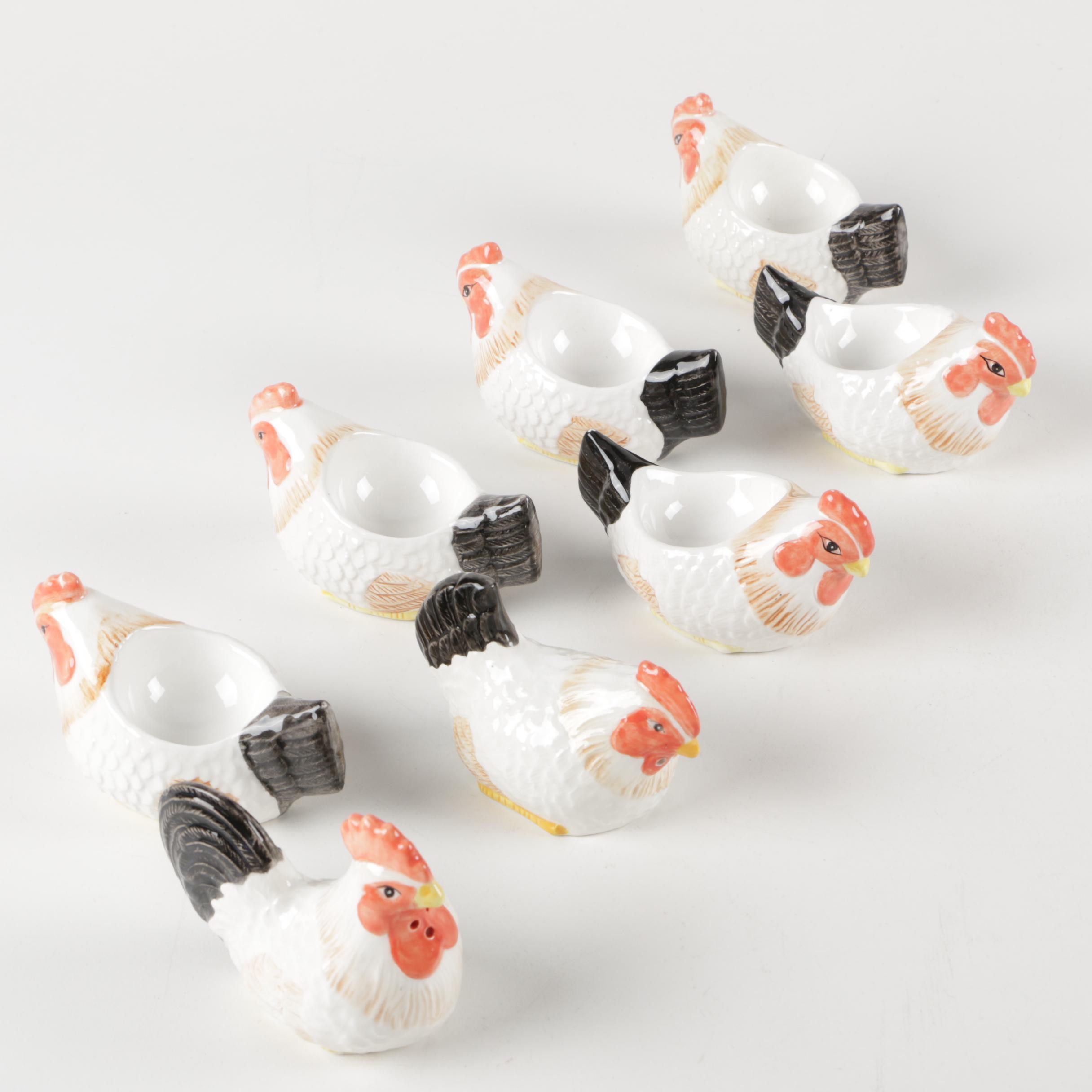 Chicken Themed Egg Cups and Salt and Pepper Shaker Set