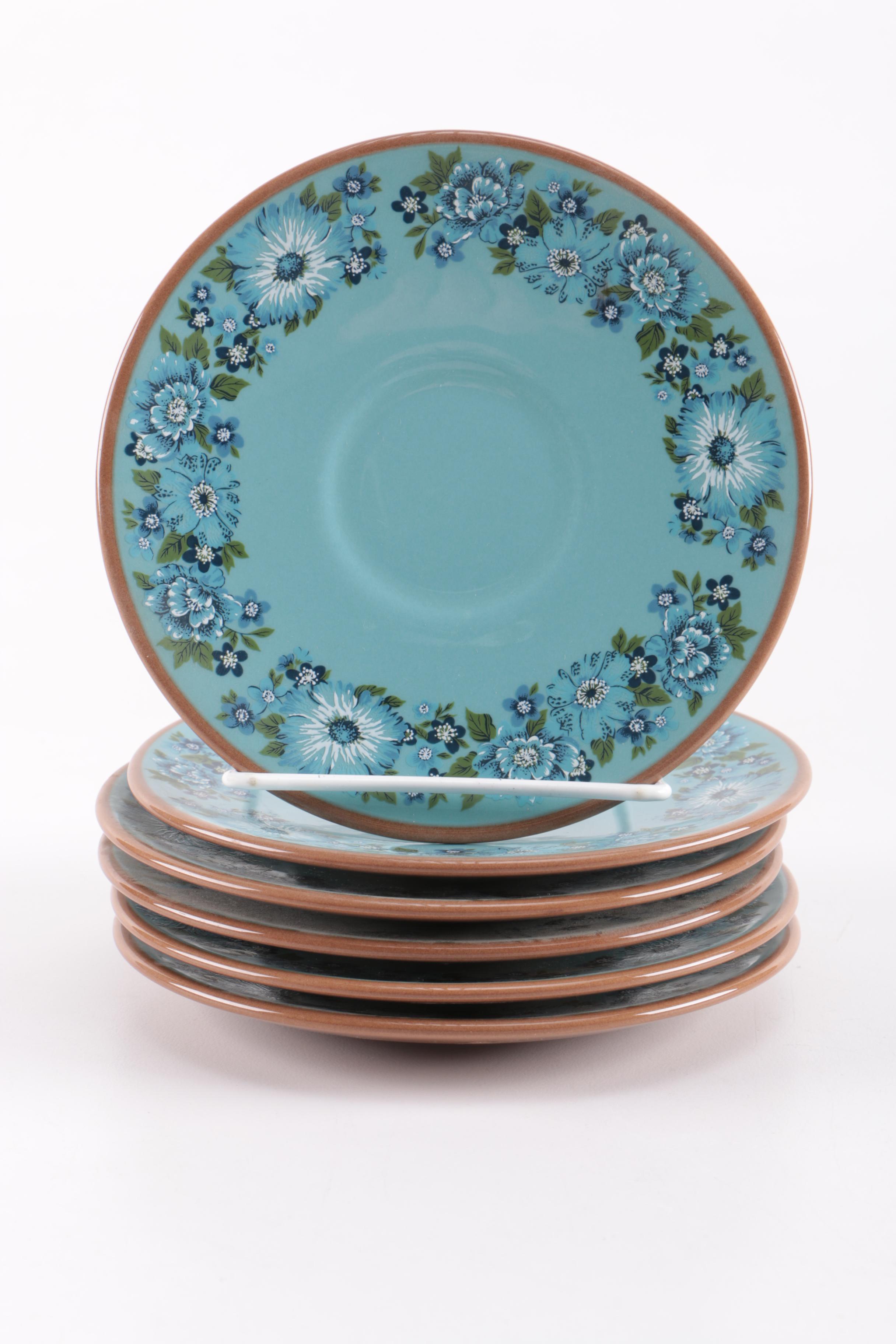 Turquoise and Brown Floral Ceramic Tea Set