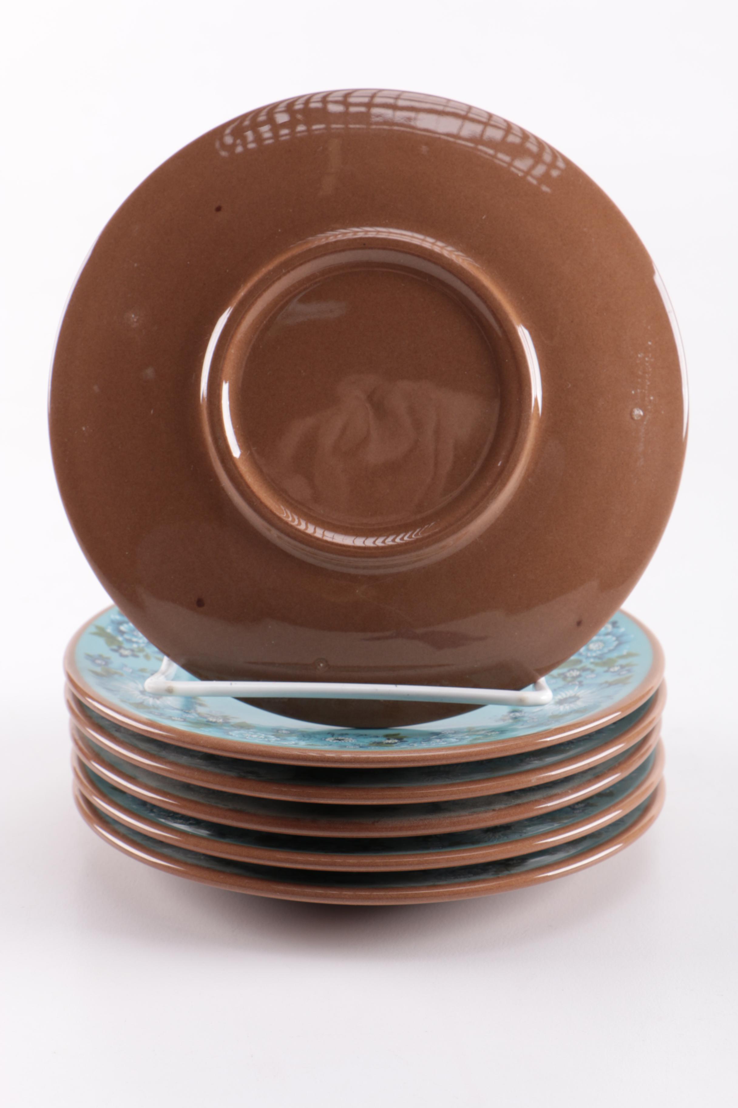 Turquoise and Brown Floral Ceramic Tea Set