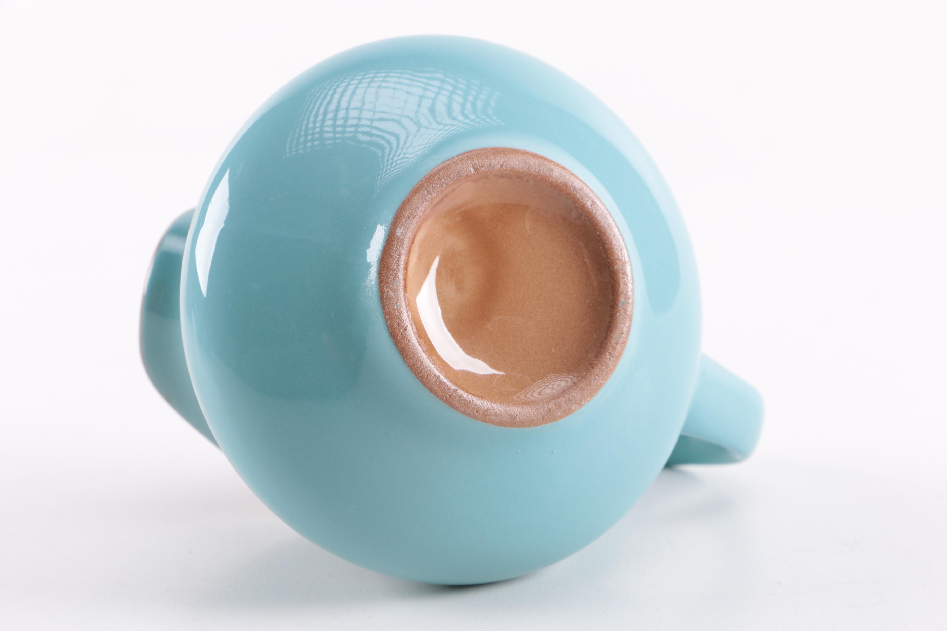 Turquoise and Brown Floral Ceramic Tea Set