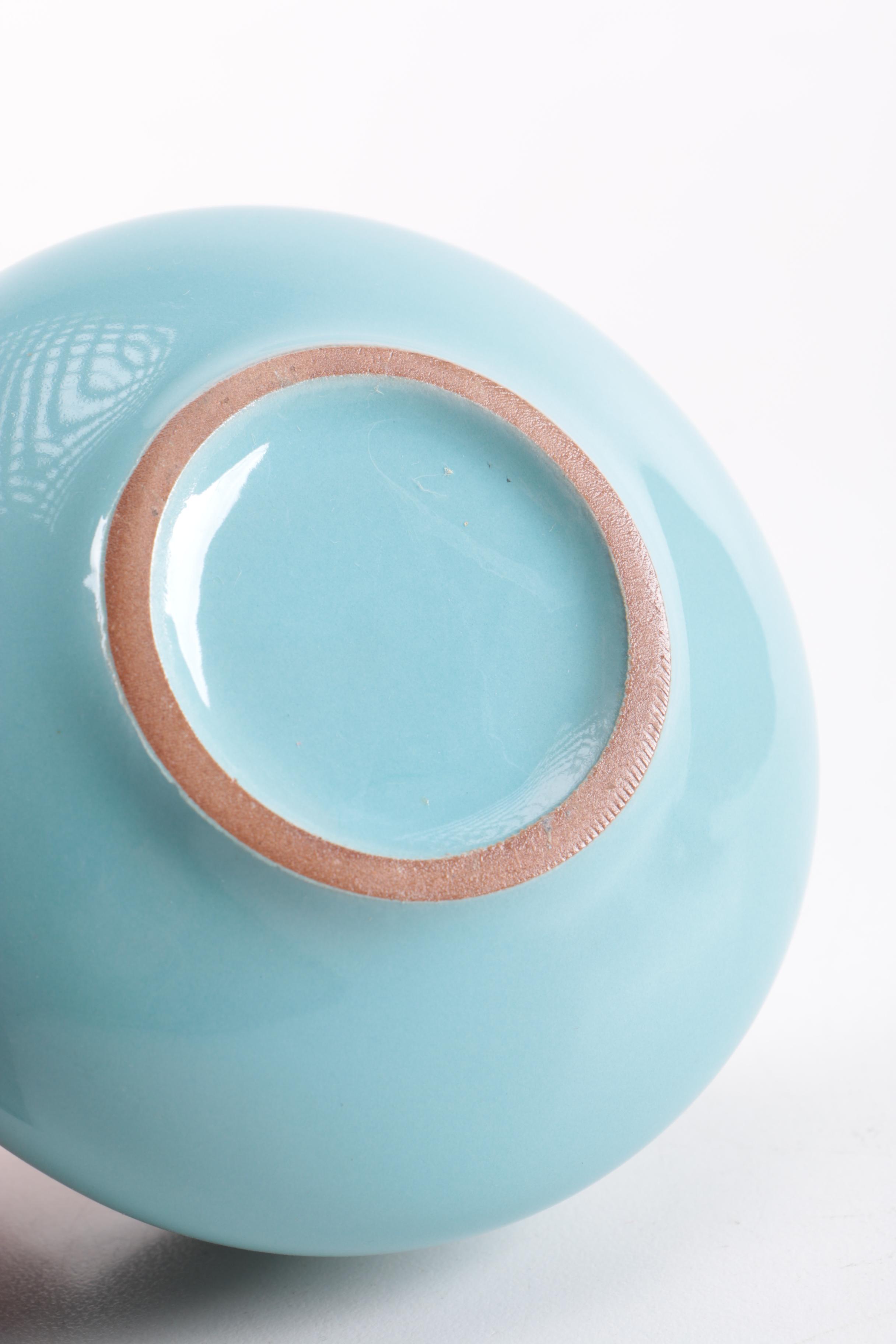 Turquoise and Brown Floral Ceramic Tea Set