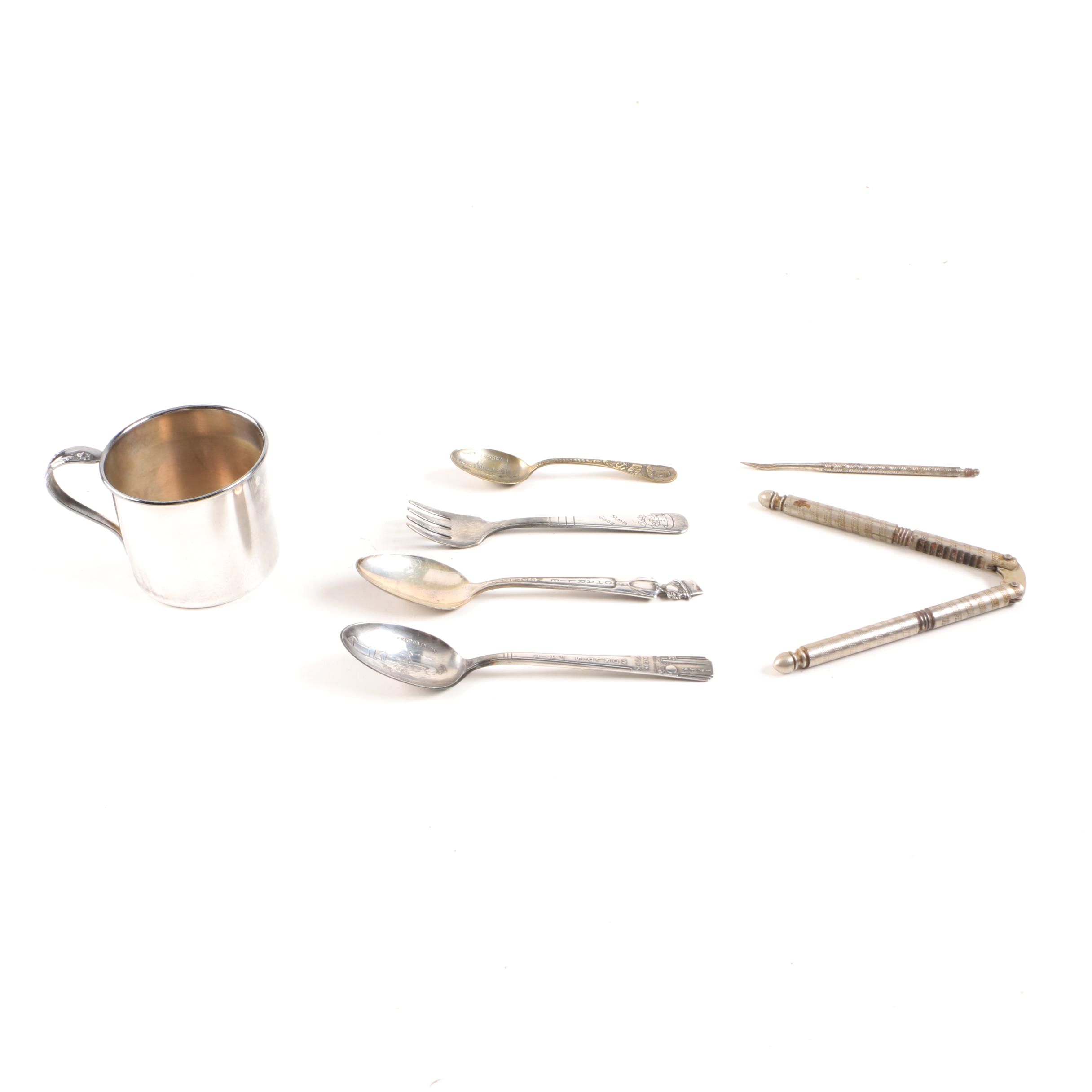 Silver Plate Baby Cup, Flatware, and Utensils Featuring Holmes & Edwards