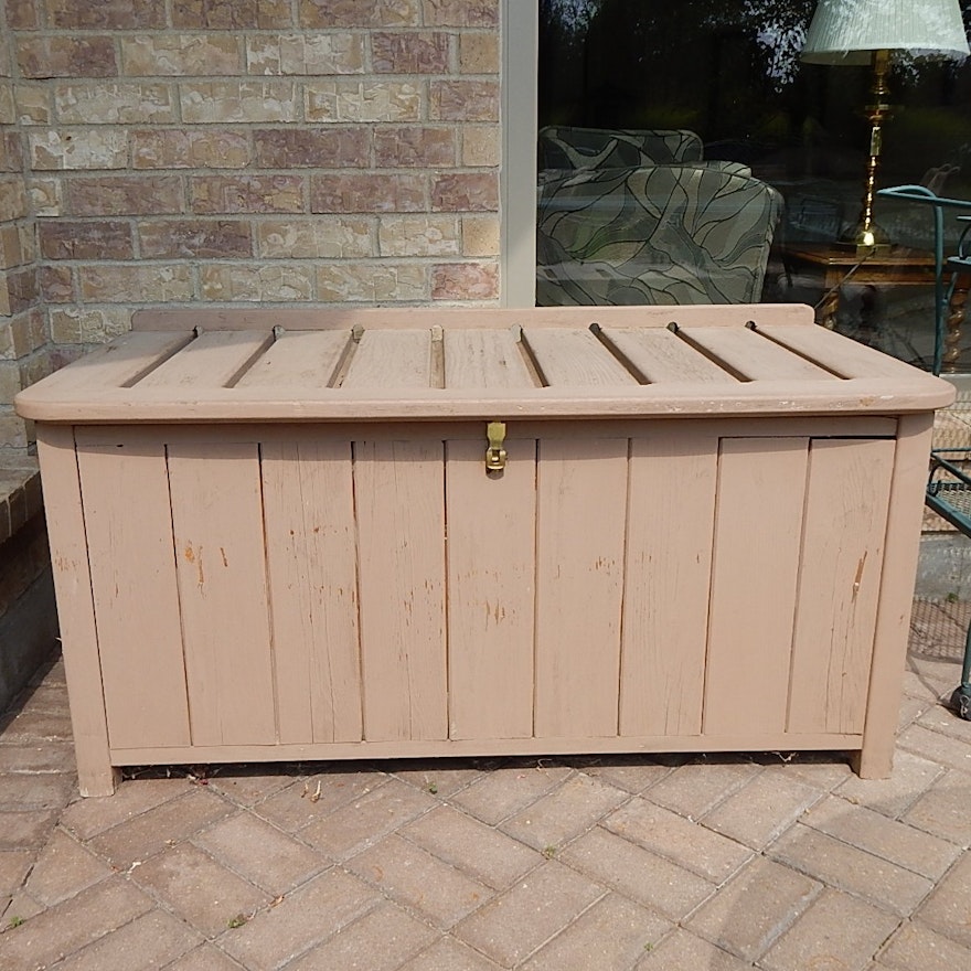 Painted Wood Outdoor Storage Chest