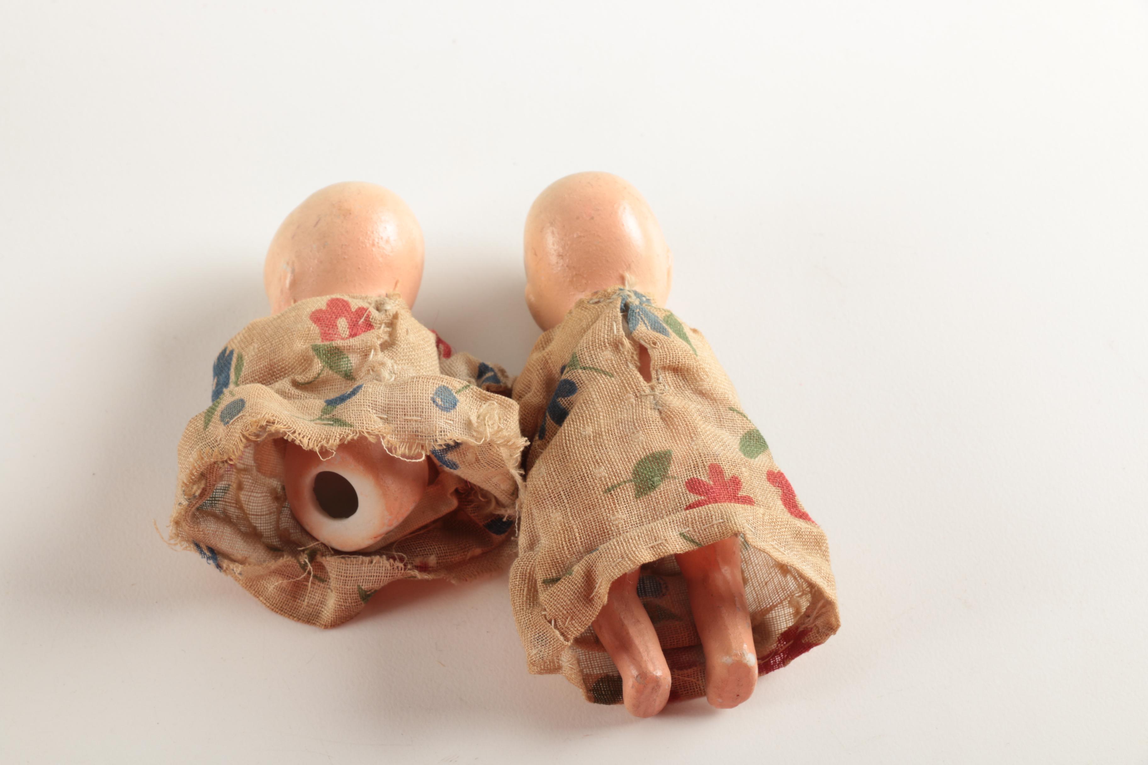 Antique Jointed Baby Dolls in Basket