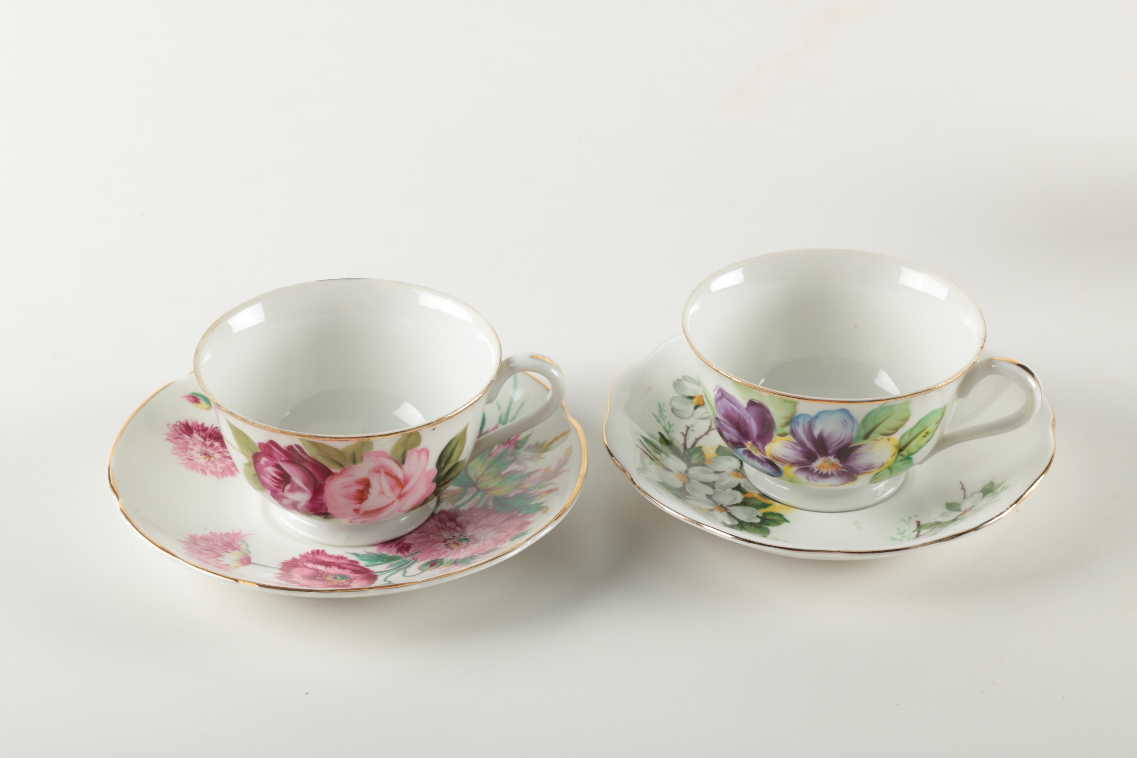 Assorted Teacups and Saucers