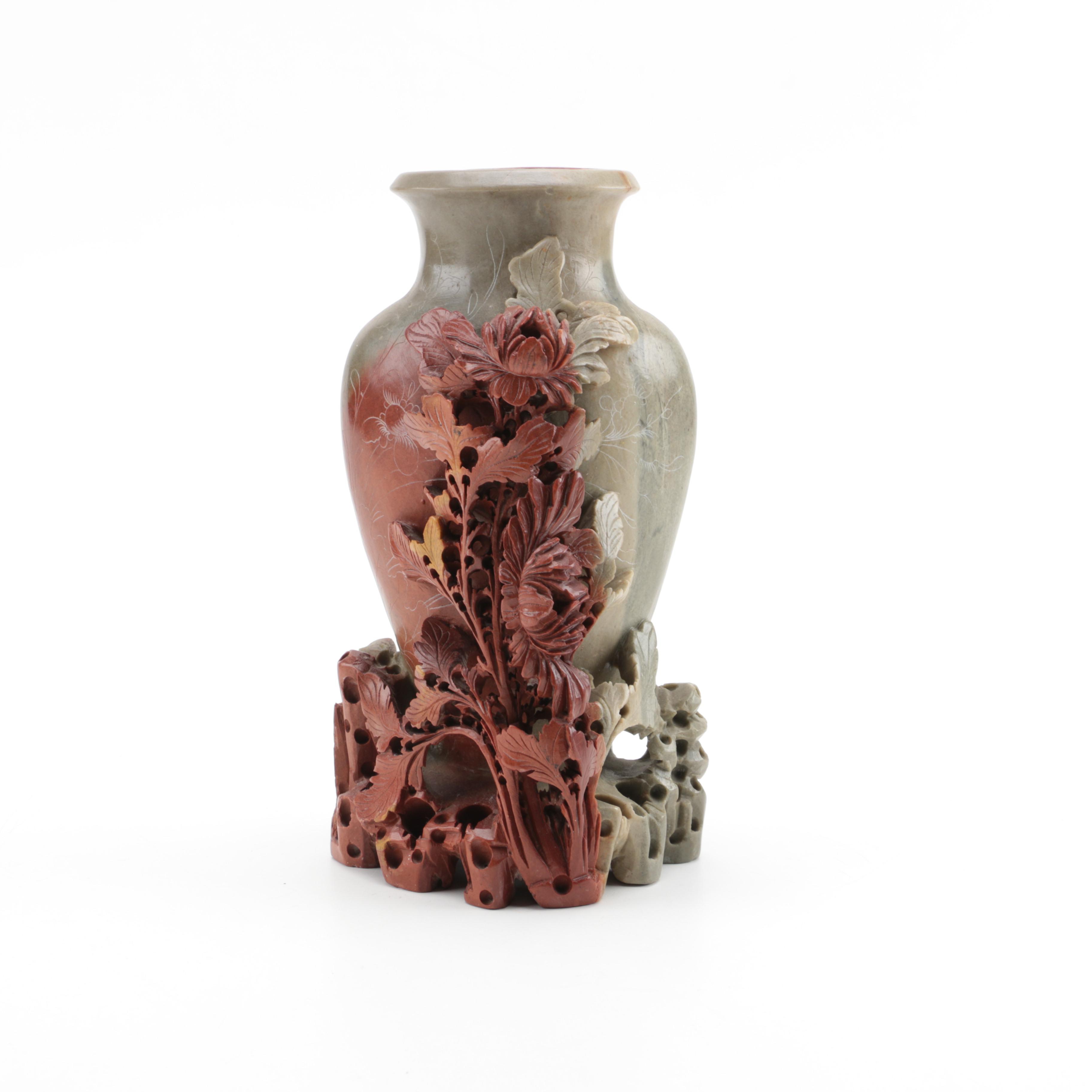 Chinese Carved Soapstone Vase