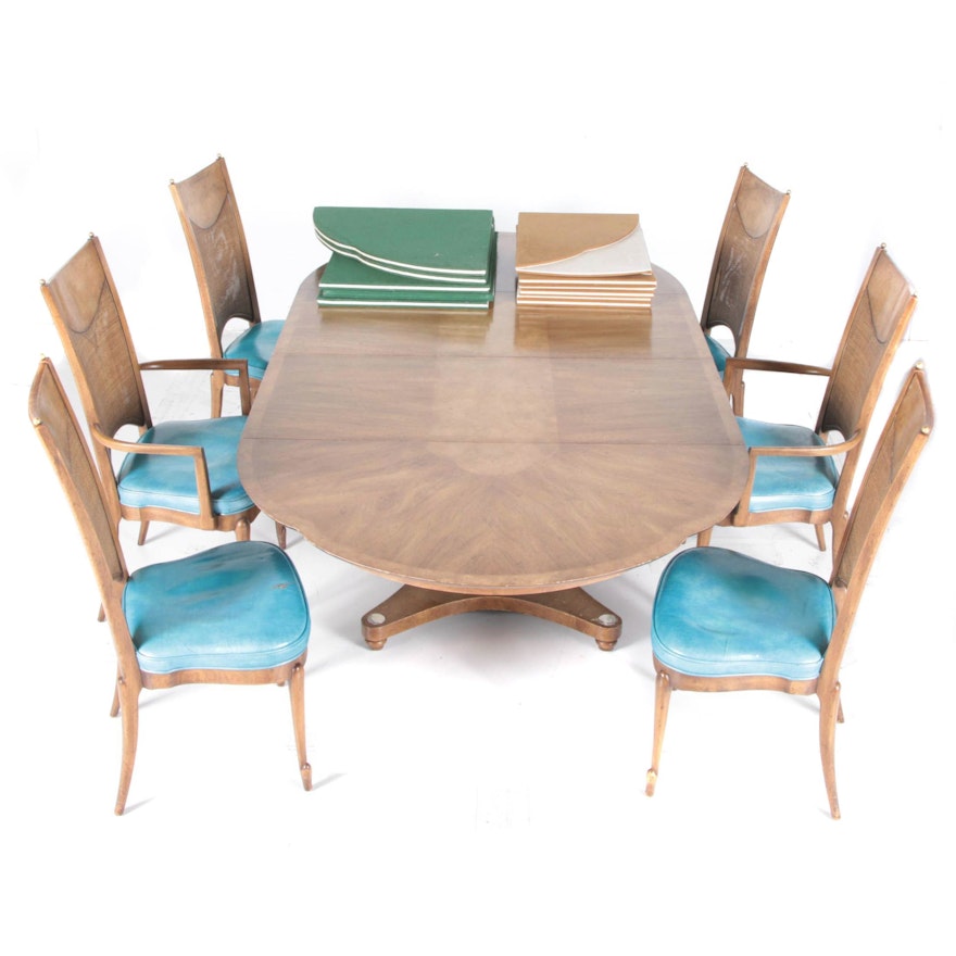 Mid-Century Pedestal Dining Table with Chairs by Mastercraft Furniture Company