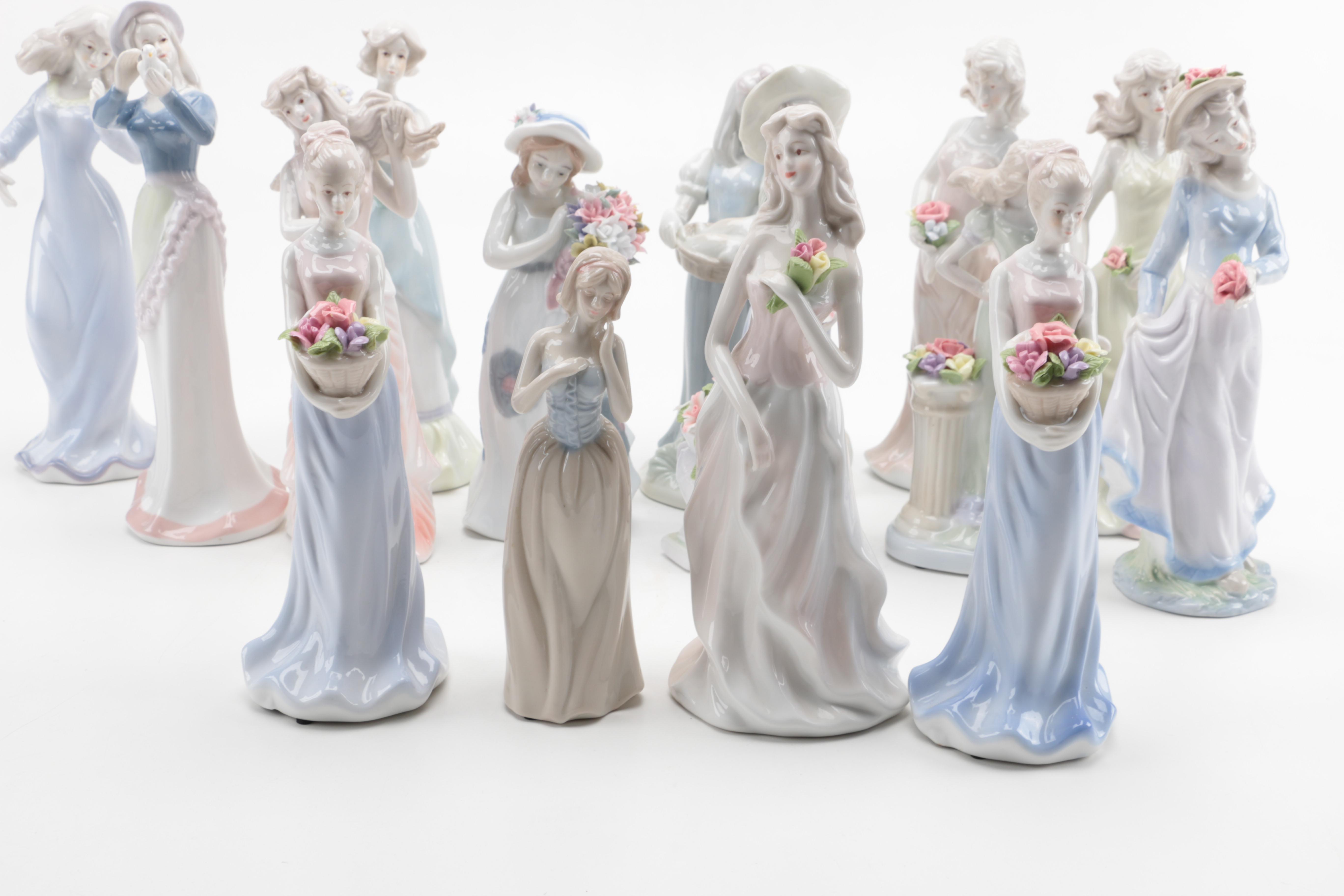 Porcelain Ladies Figurines Including Mallorca and K's Collection